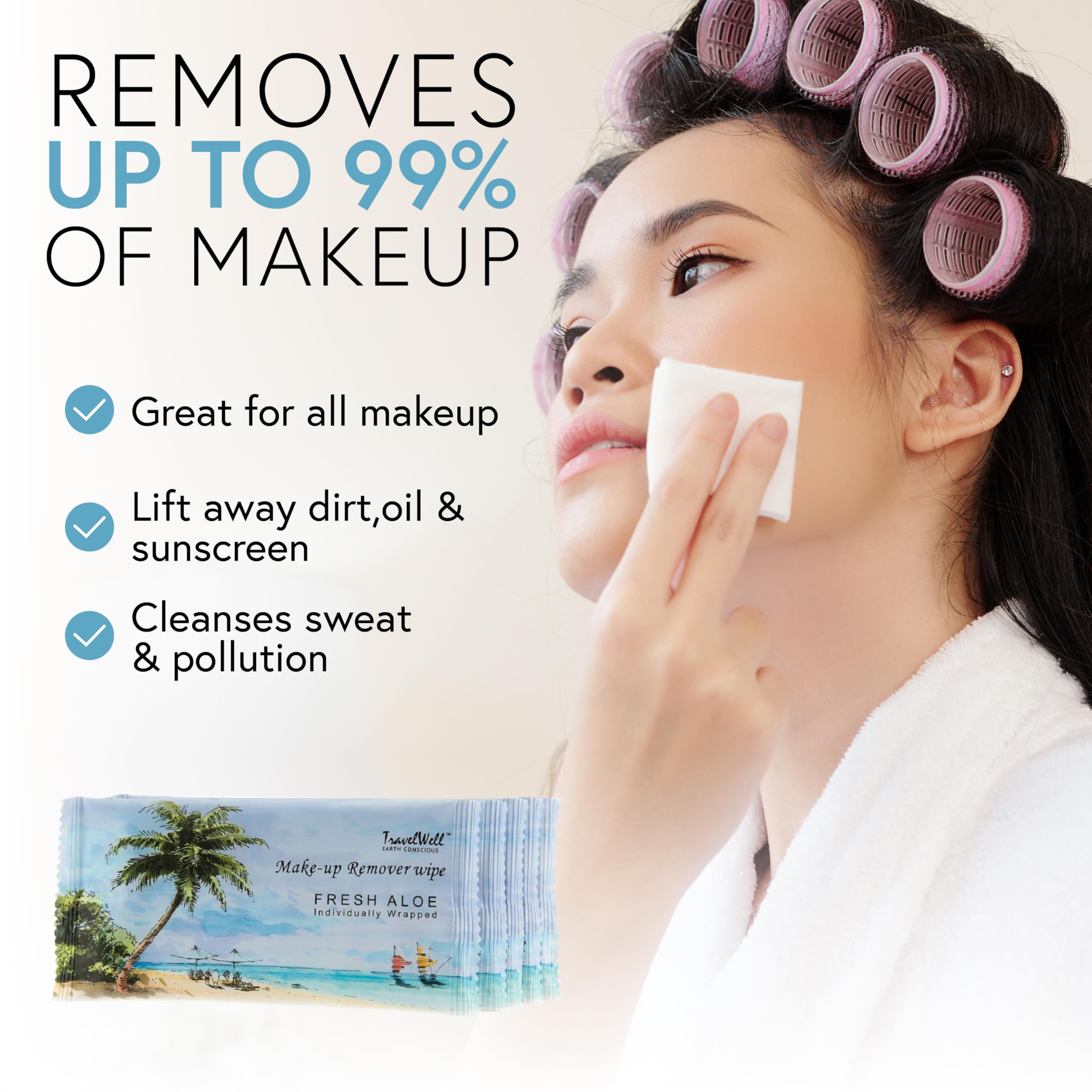 Travelwell Non-Woven Makeup Remover Wipes – Aloe Infused, Alcohol Free, Bulk Pack 500