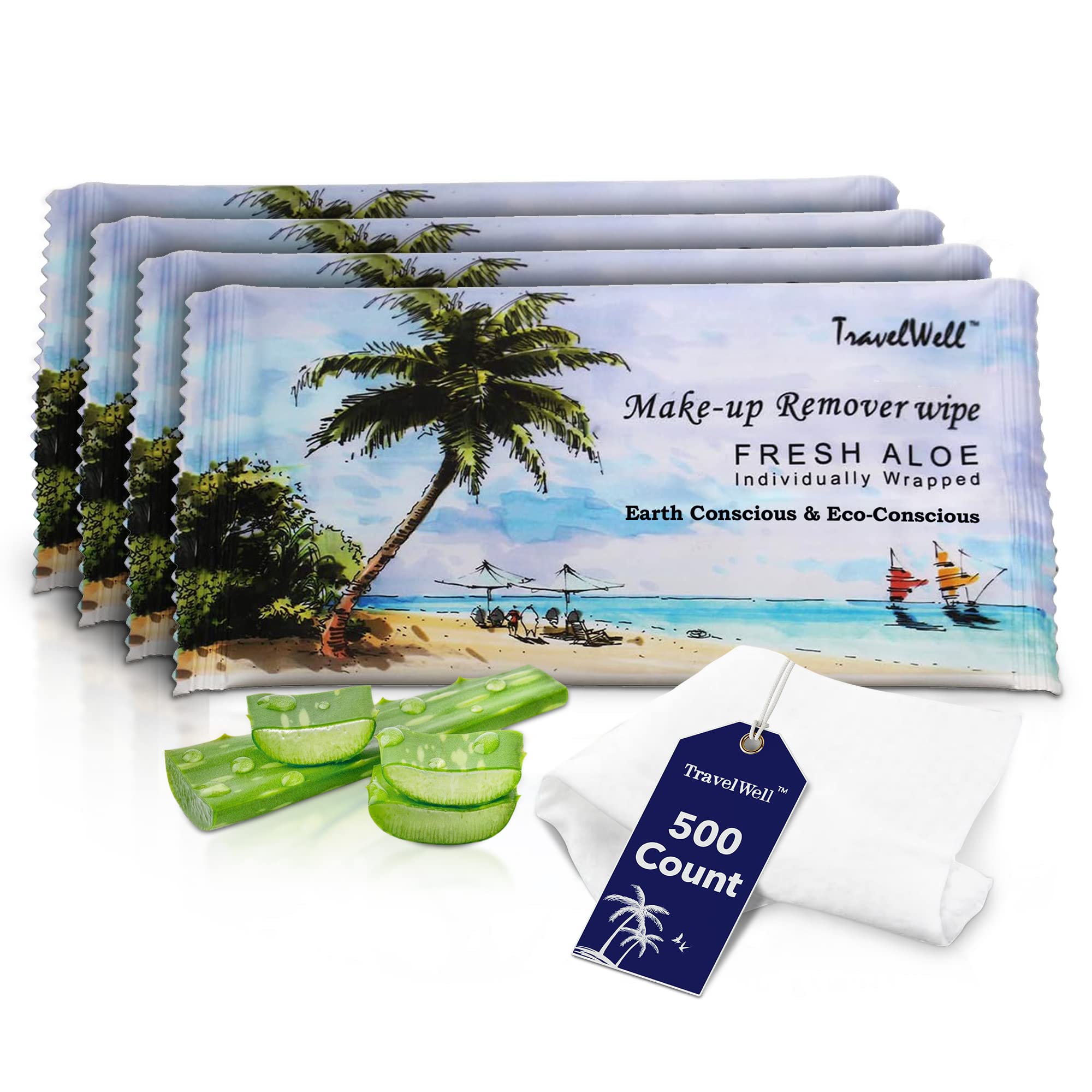 Travelwell Non-Woven Makeup Remover Wipes – Aloe Infused, Alcohol Free, Bulk Pack 500