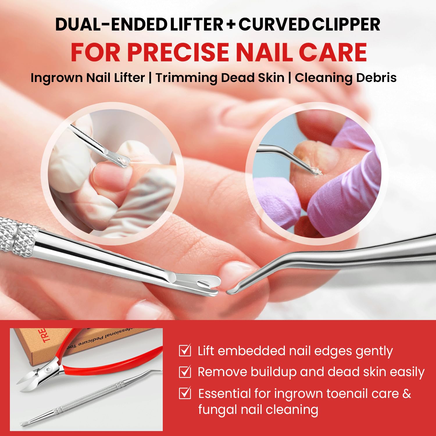 Treatonic Ingrown Toenail Treatment Kit – Nail Softening Drops & Precision Clippers for Home Care