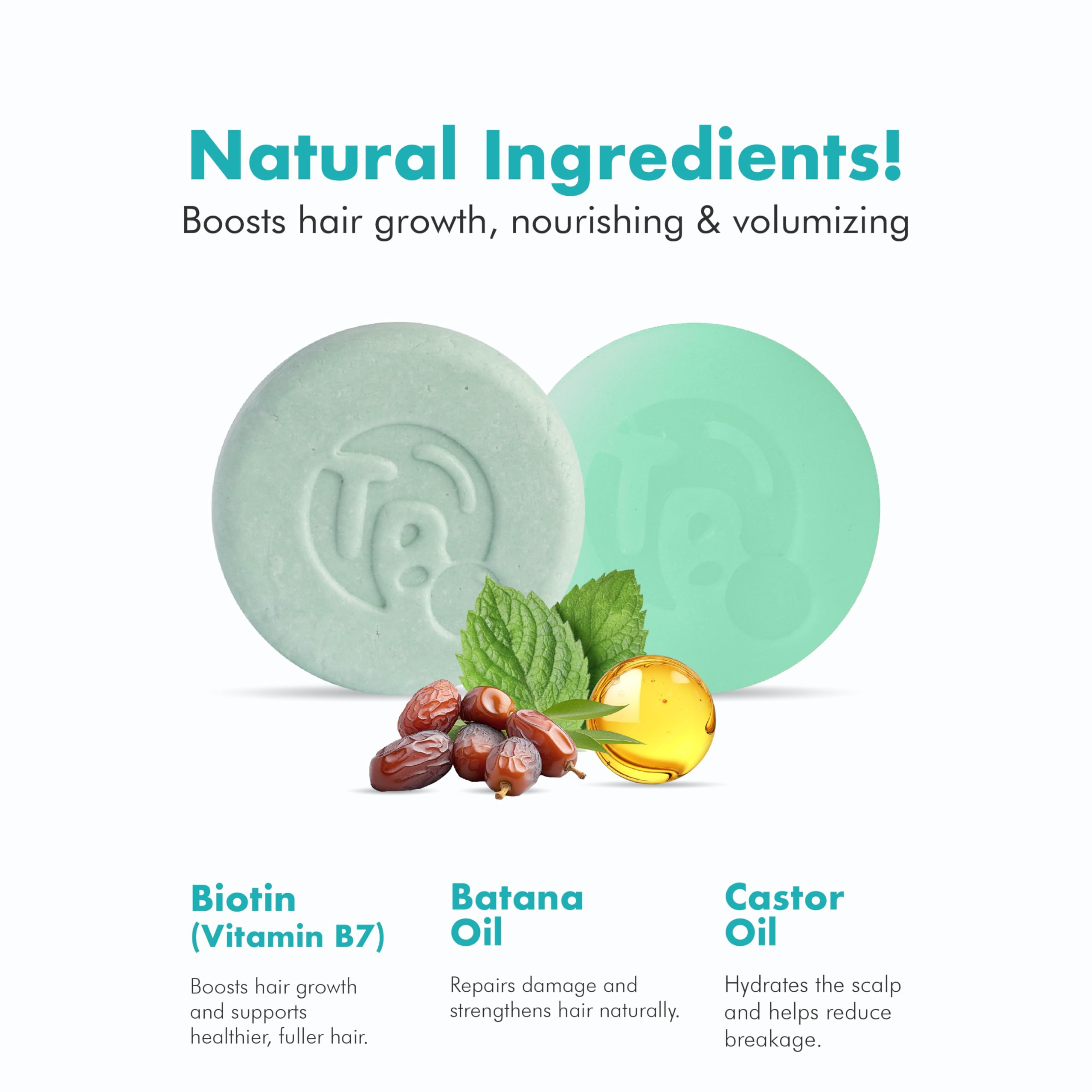 Tree Bottle Castor Oil Shampoo & Conditioner Bar Set – Peppermint, Biotin, Plastic-Free 7.8oz