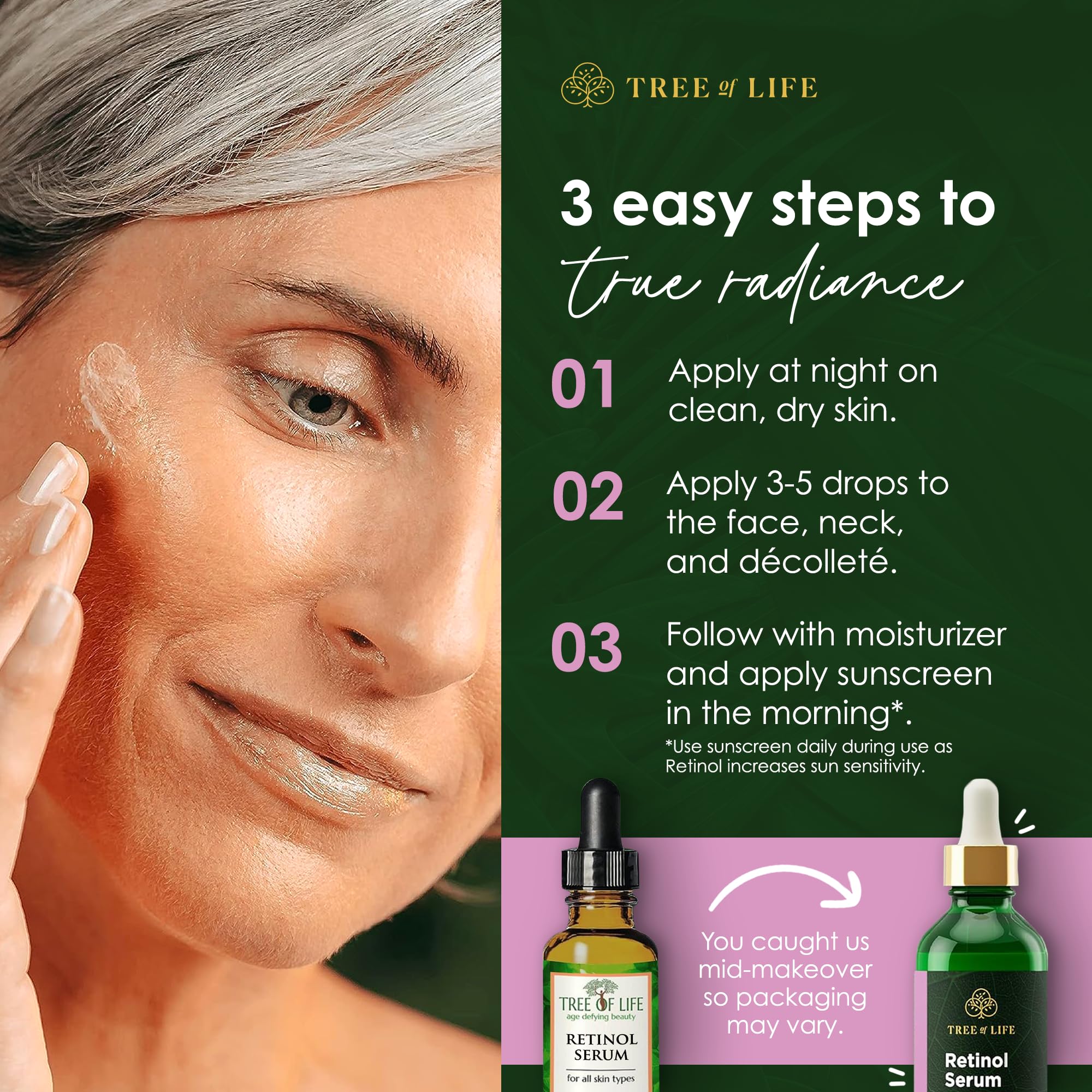 Tree of Life Beauty Retinol Serum with Hyaluronic Acid – Skin Smoothing Face Oil (2 x 2 oz)