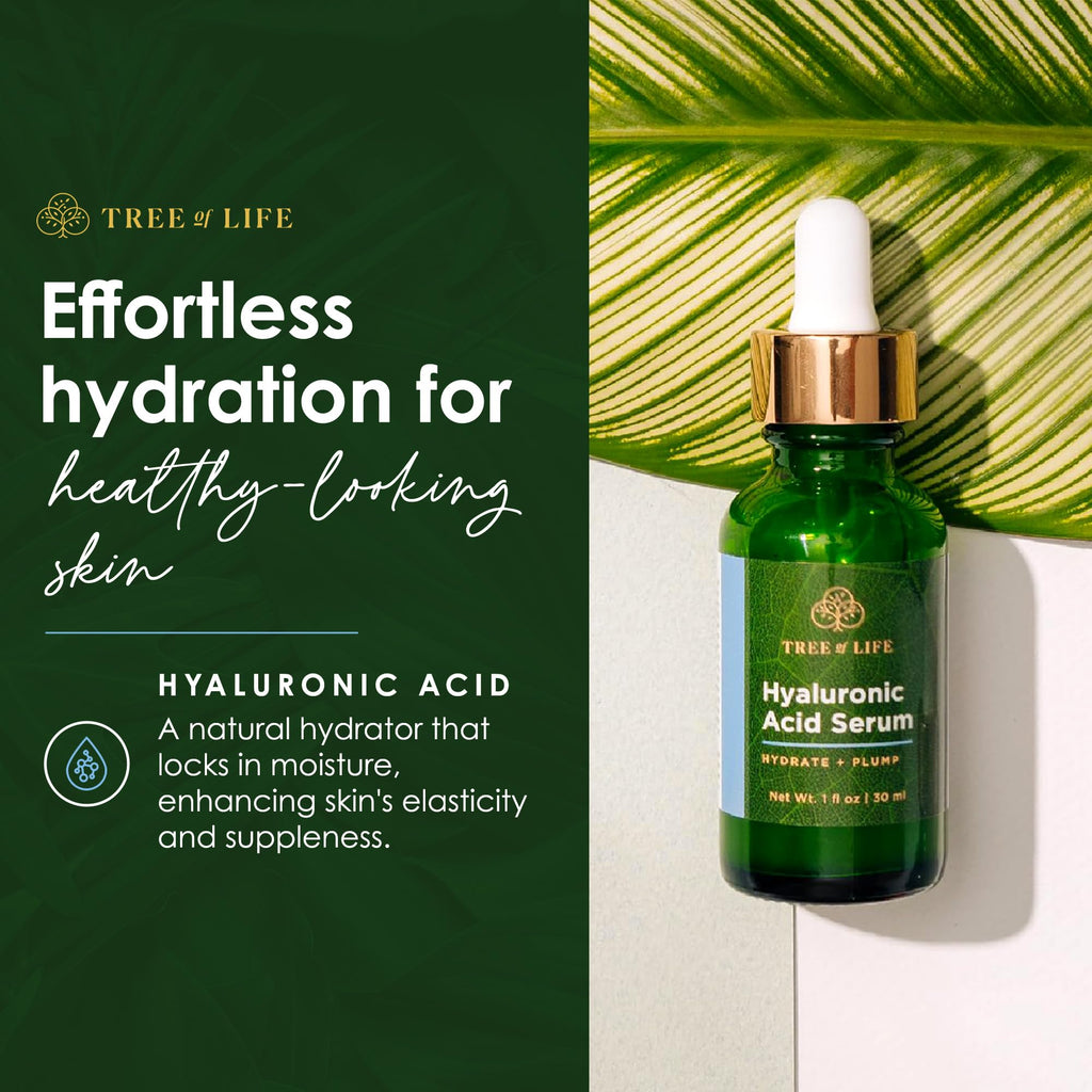 Tree of Life Beauty Hyaluronic Acid Serum – Hydration & Brightening for Dry/Sensitive Skin | 2 Fl Oz x2