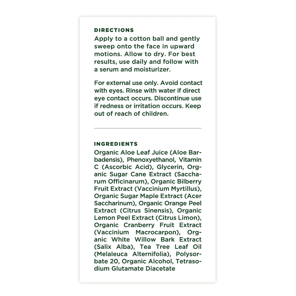 Tree of Life Beauty Vitamin C Brightening Toner — Gentle Deep Cleansing with Organic Aloe (4 oz)