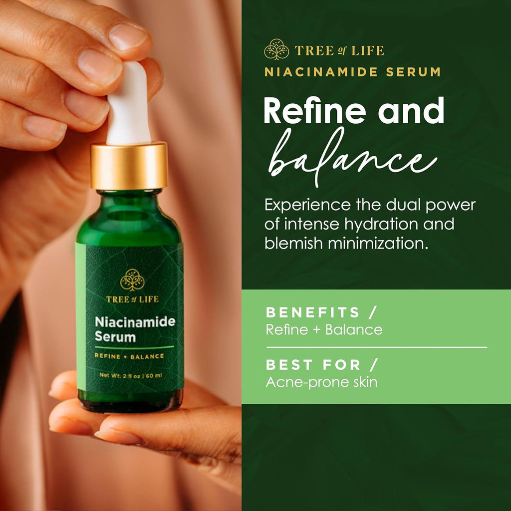 Tree of Life Beauty Niacinamide Serum 5% - Hydrating Face Oil with Hyaluronic Acid & Aloe, 2 Fl Oz