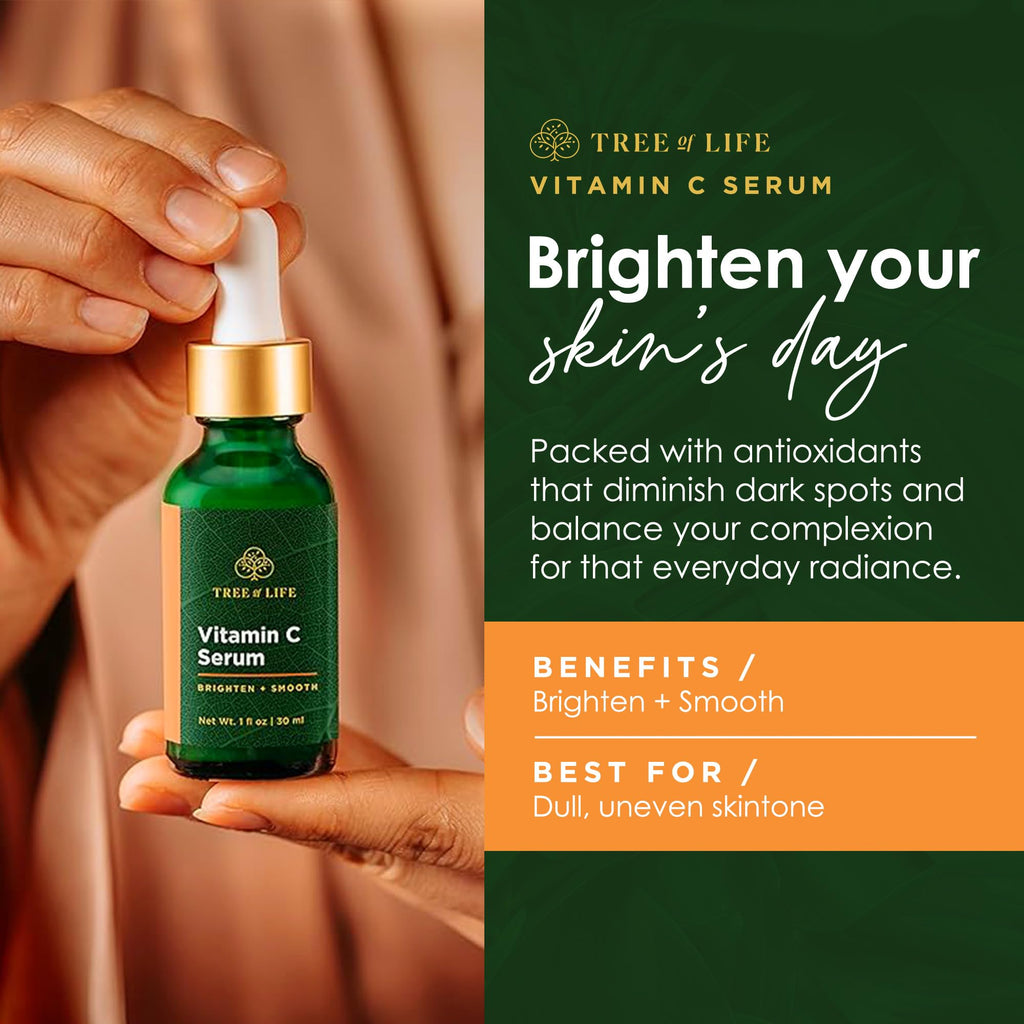 Tree of Life Beauty Skin Care Set Brightening and Firming Trio – Vitamin C Serum, Niacinamide & Pro Collagen Peptide | Dermatologist Tested
