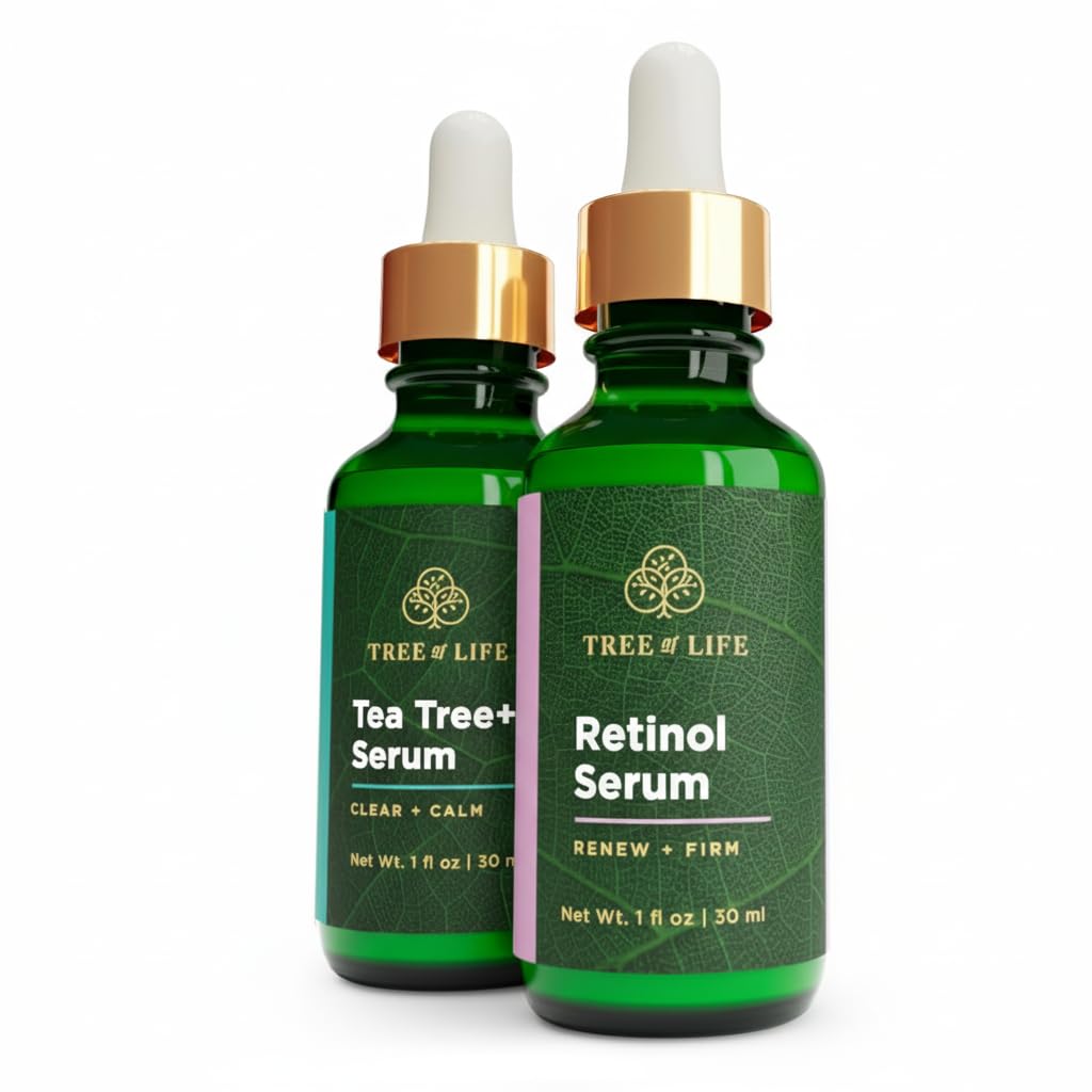 Tree of Life Facial Serum Duo – Hydrating Anti-Aging Serums with Tea Tree & Retinol (2 x 1oz)