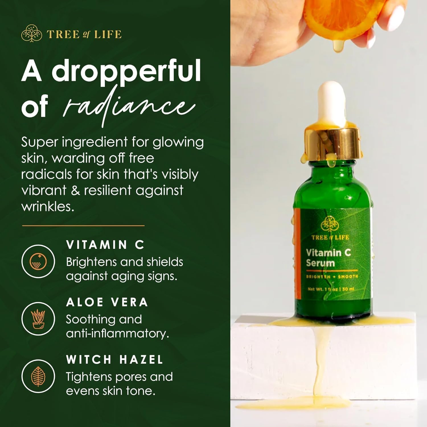 Tree of Life Beauty Vitamin C Skin Care Set | Hyaluronic Acid & Vitamin E for Dry & Sensitive Skin | 2 x 1 oz