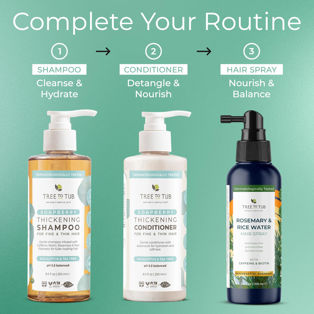 Tree to Tub Volumizing Biotin Shampoo & Conditioner Set with Caffeine – Sulfate-Free, Argan Oil