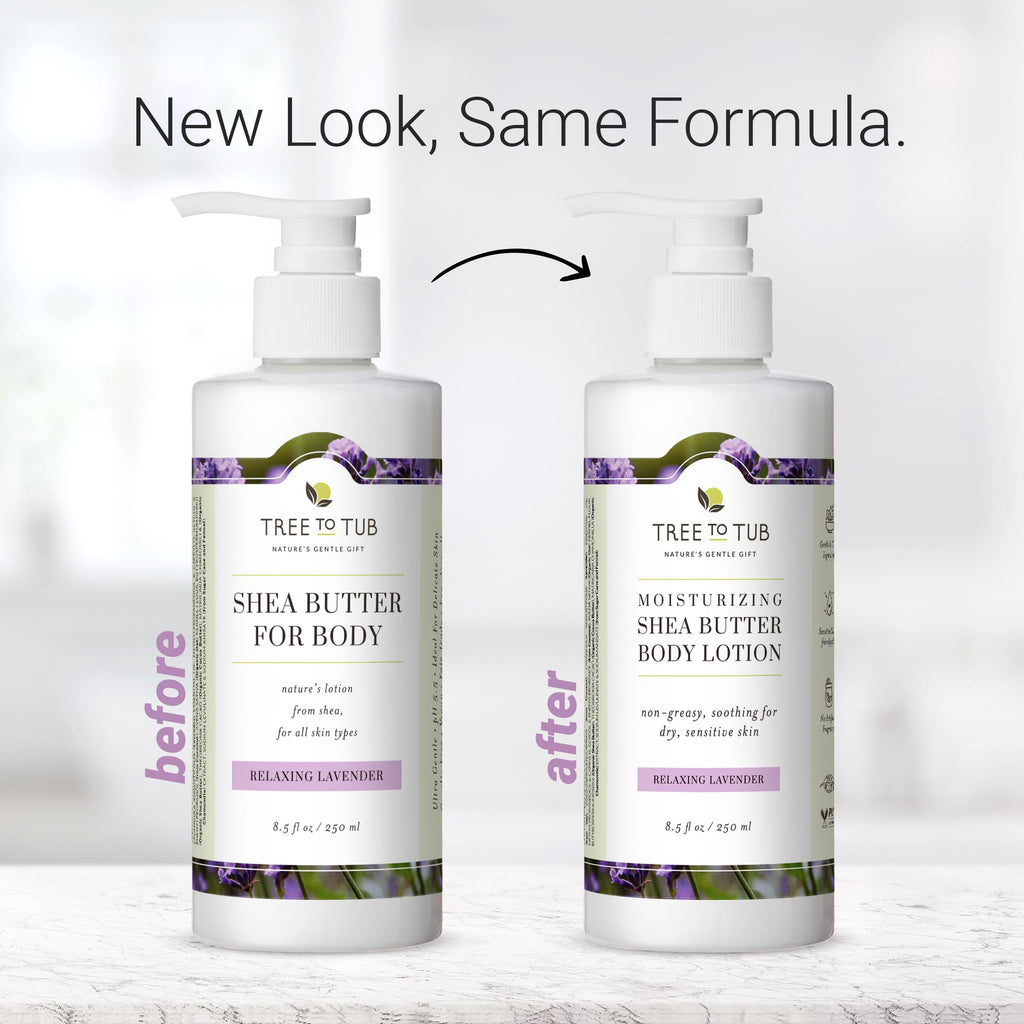 Tree to Tub Lavender Shea Butter Body Lotion – Dry Skin Moisturizer, Vegan, Aloe Vera & Oatmeal