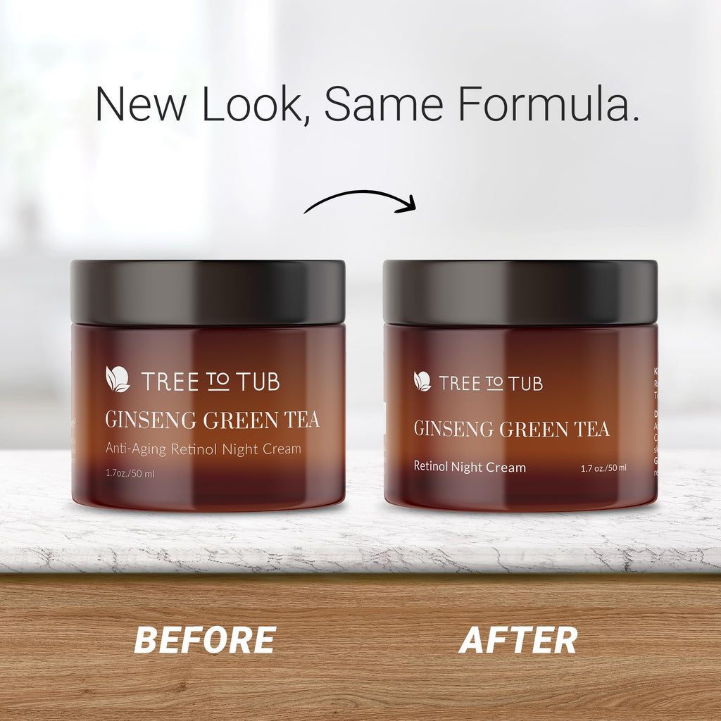 Tree to Tub Retinol Anti Aging Face Moisturizer for Dry & Sensitive Skin - Hyaluronic Acid Night Cream with Organic Aloe, Vitamin A & E | 2 Pack