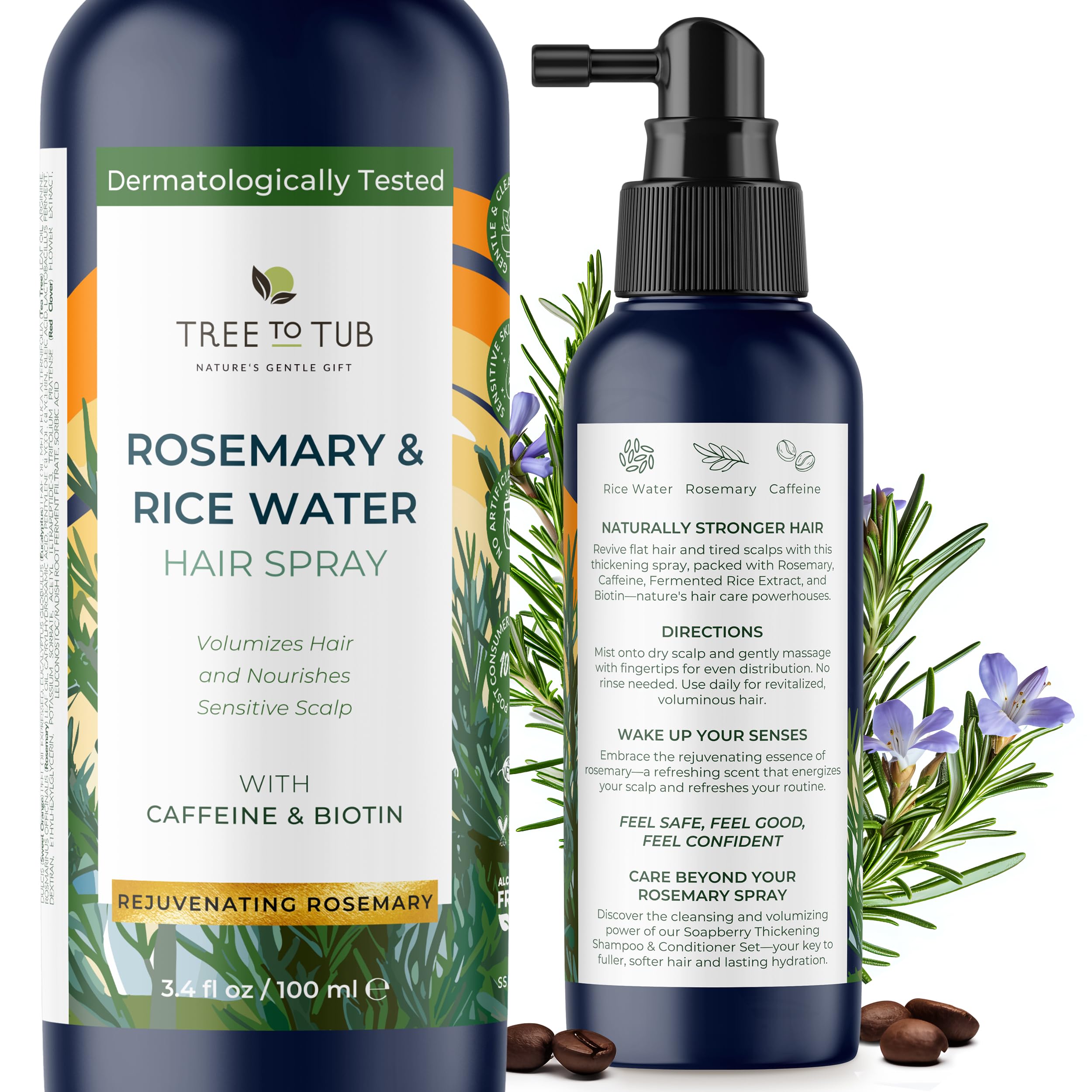 Tree To Tub Rosemary Water Spray for Hair Growth – Fermented Rice Water with Rosemary