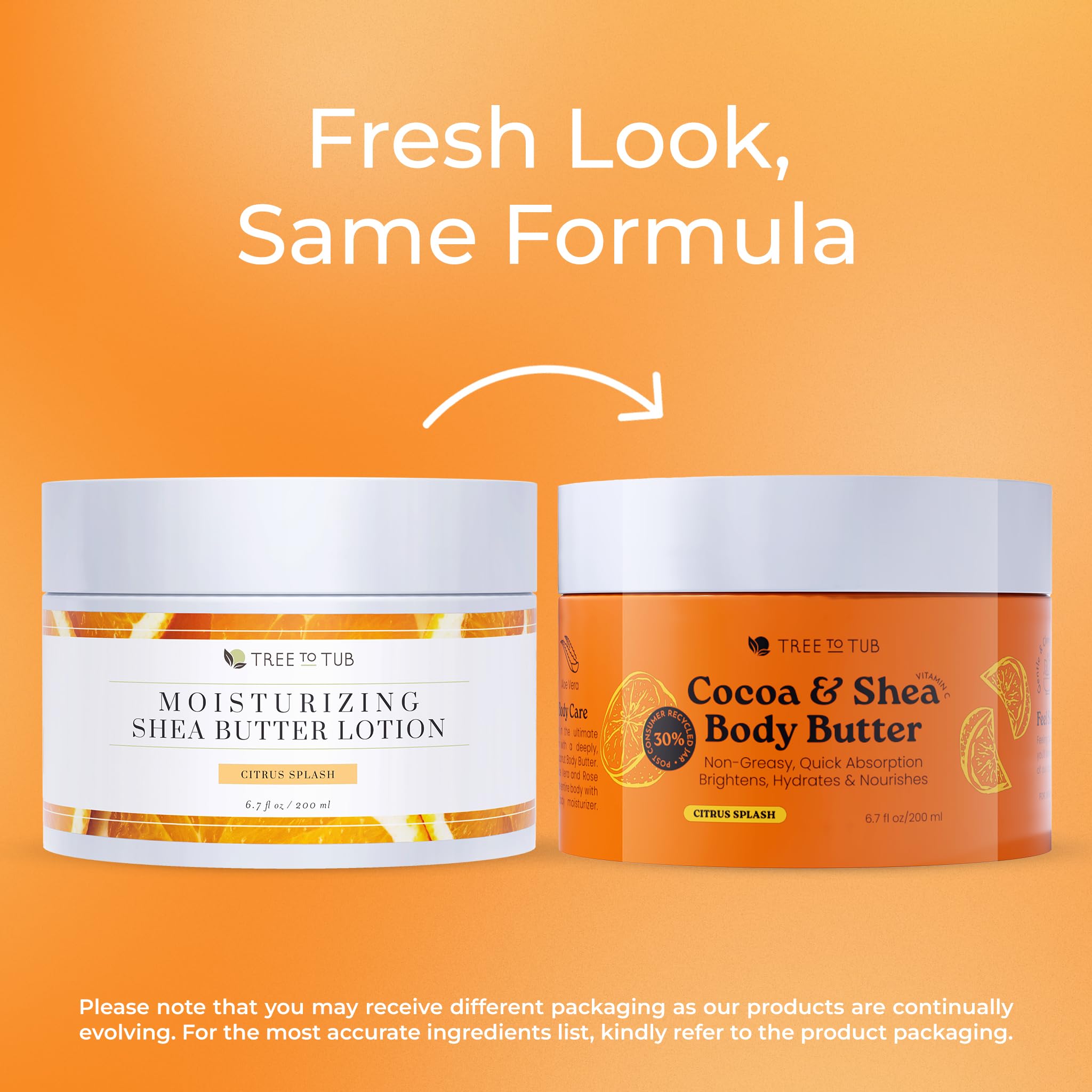 Tree to Tub Shea Body Butter for Dry Skin – Hydrating Cocoa Butter, Vitamin C, Citrus Scent