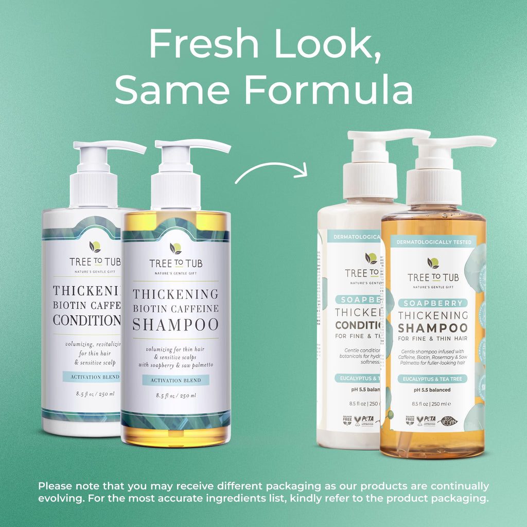 Tree to Tub Volumizing Biotin Shampoo & Conditioner Set with Caffeine – Sulfate-Free, Argan Oil