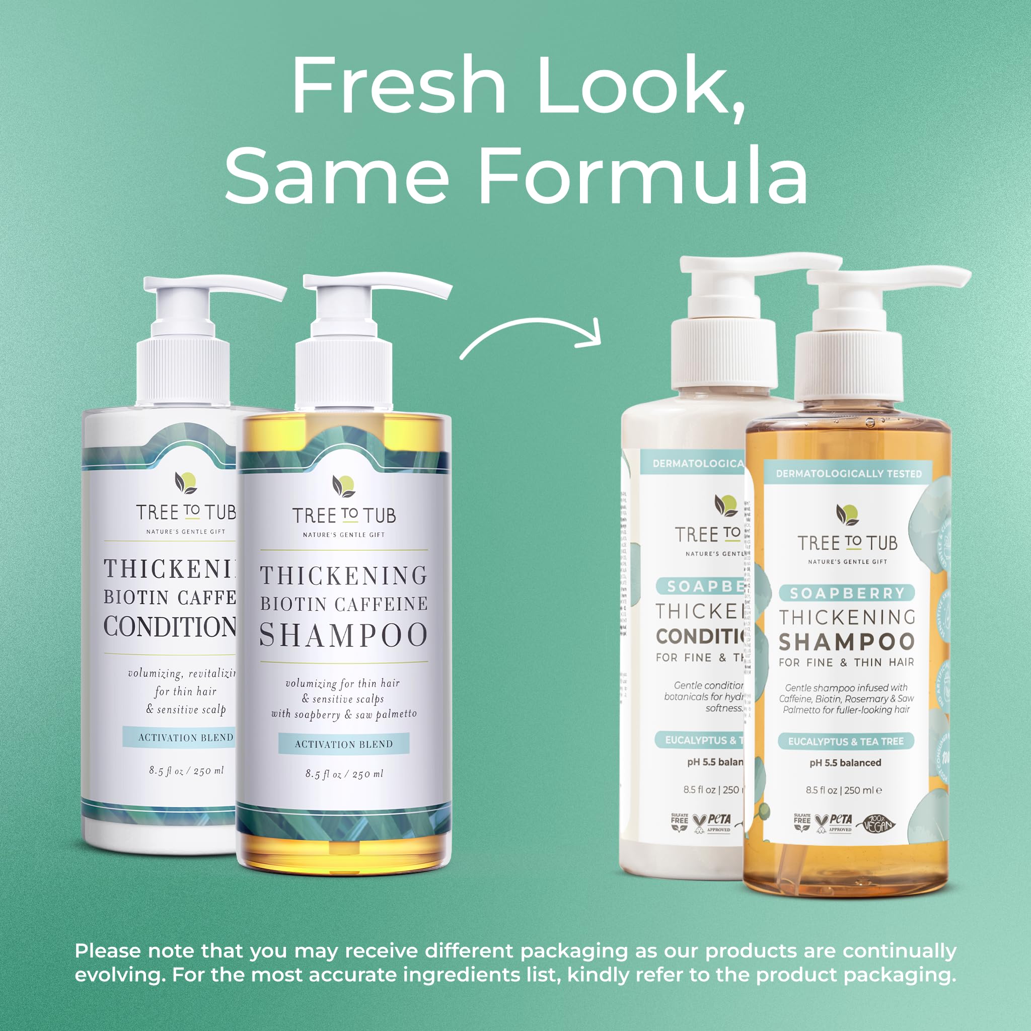 Tree to Tub Volumizing Biotin Shampoo & Conditioner Set with Caffeine – Sulfate-Free, Argan Oil