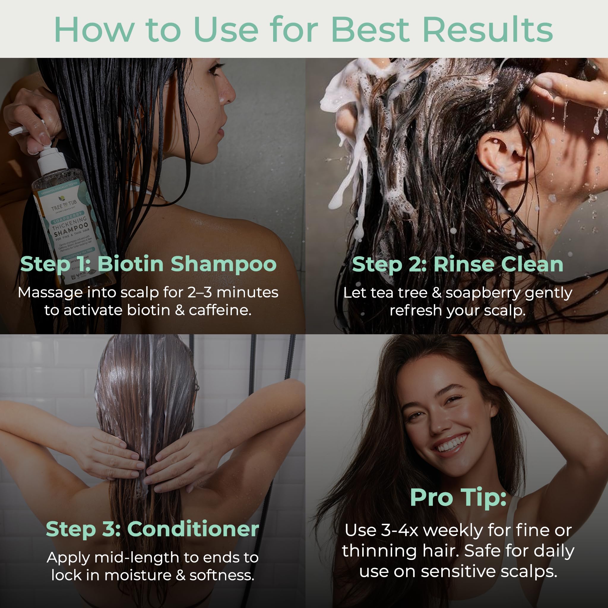 Tree to Tub Volumizing Biotin Shampoo & Conditioner Set with Caffeine – Sulfate-Free, Argan Oil