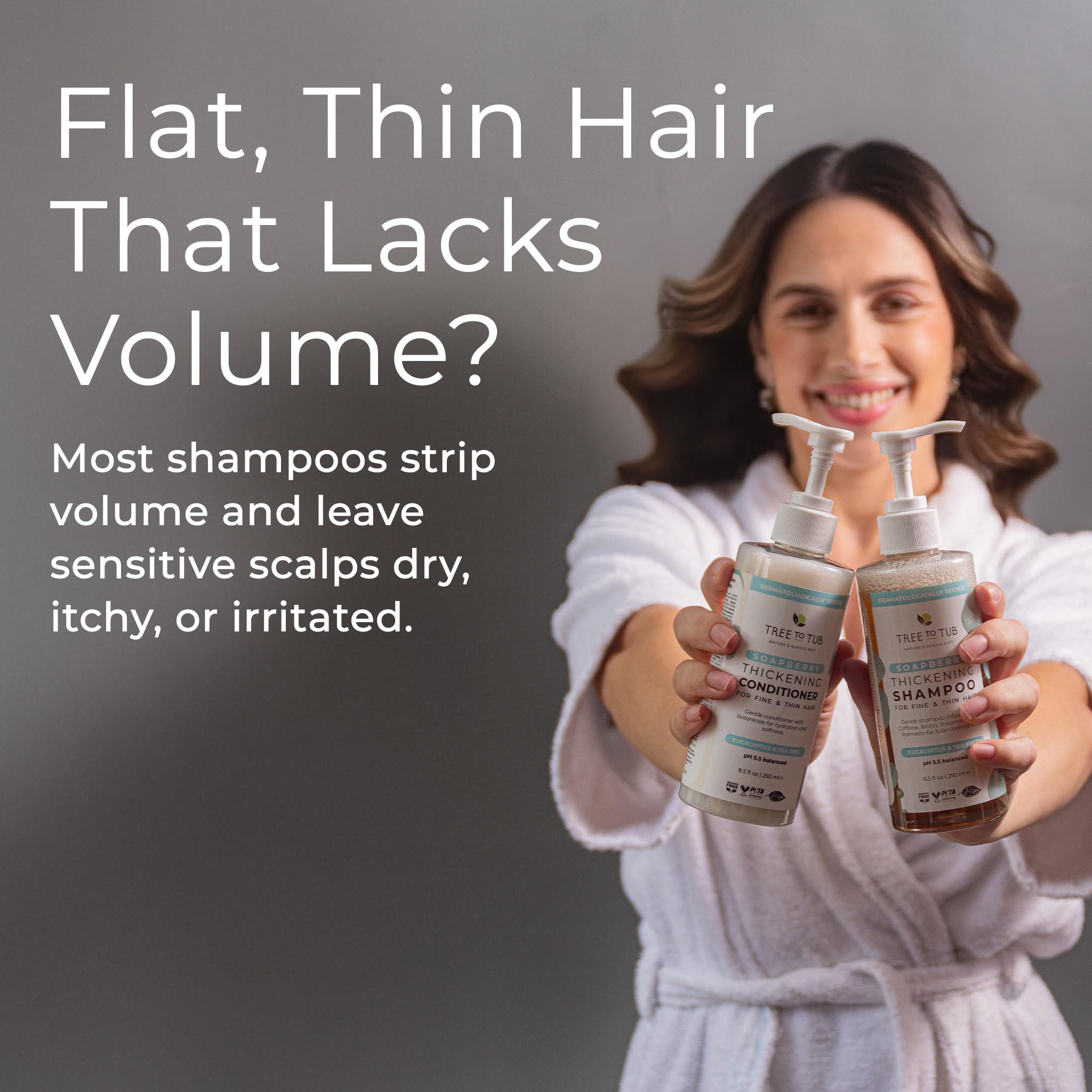 Tree to Tub Volumizing Biotin Shampoo & Conditioner Set with Caffeine – Sulfate-Free, Argan Oil