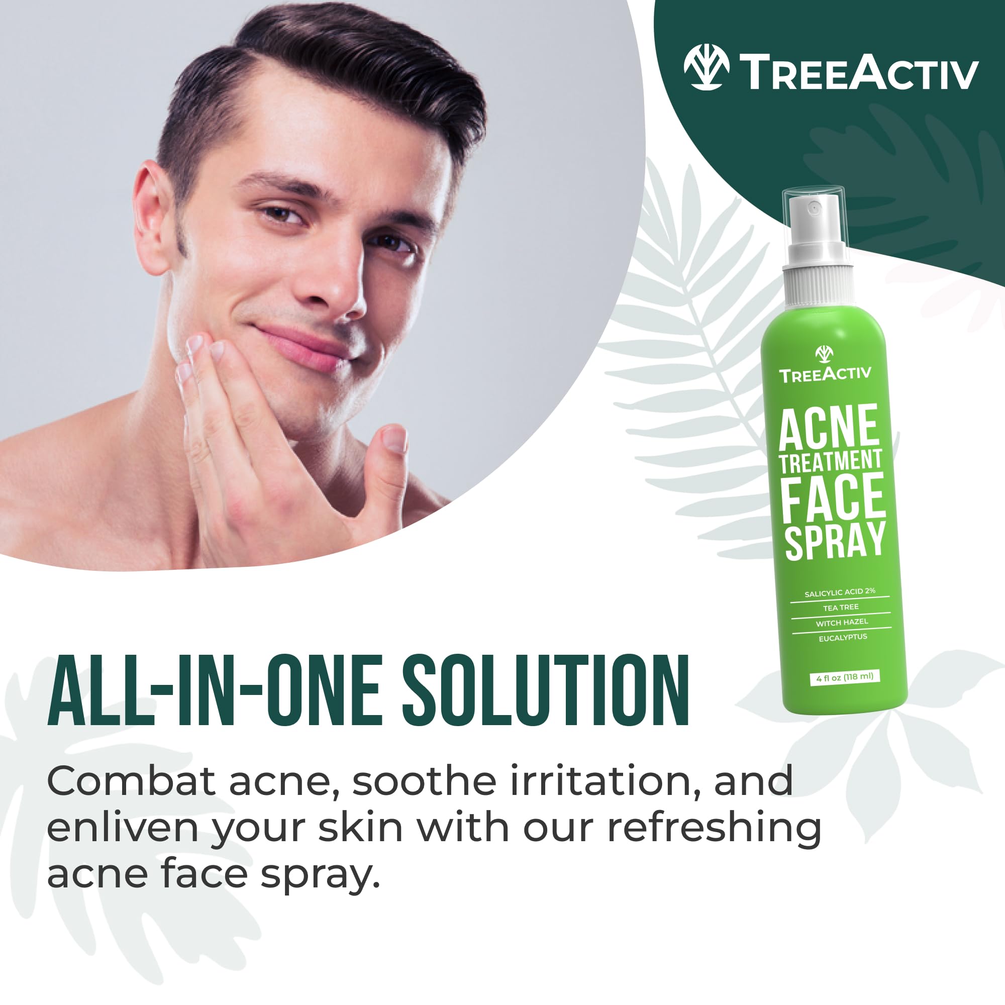 TreeActiv Acne Face Spray — 4 oz Toner with Witch Hazel & Salicylic Acid