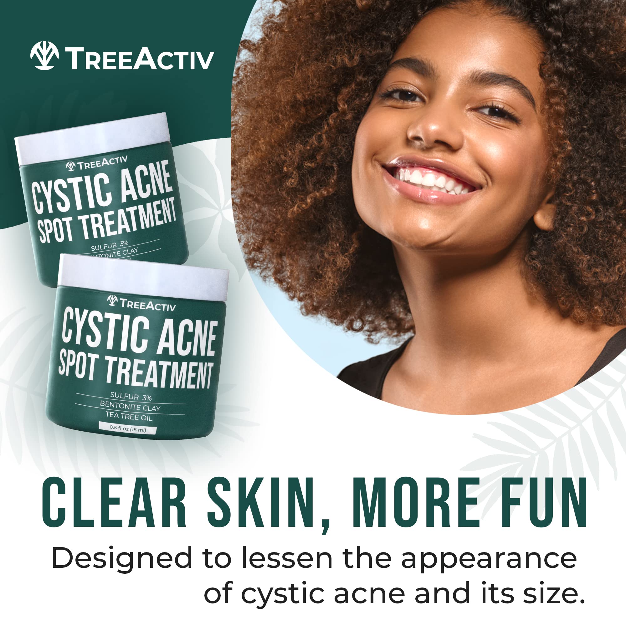 TreeActiv Cystic Acne Spot Treatment – Overnight Sulfur & Bentonite Clay for Face & Body • 0.5oz