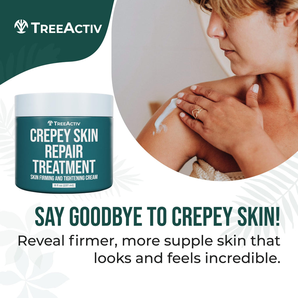 TreeActiv Crepey Skin Repair Cream – Hyaluronic Acid & Shea Butter, 8 oz