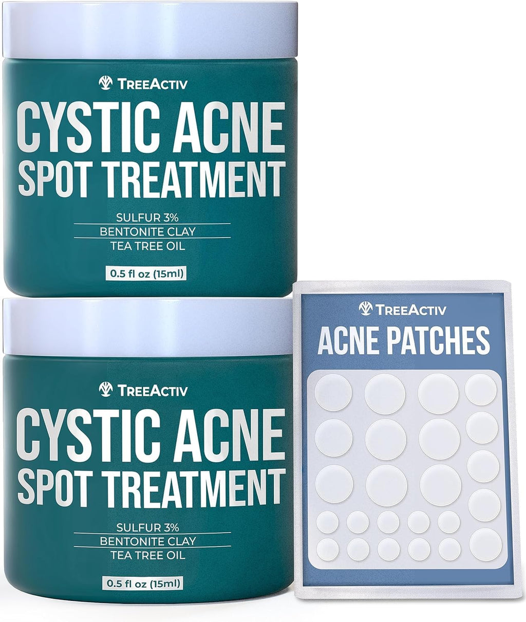 TreeActiv Cystic Acne Spot Treatment — Overnight Sulfur & Bentonite Clay (2-Pack)