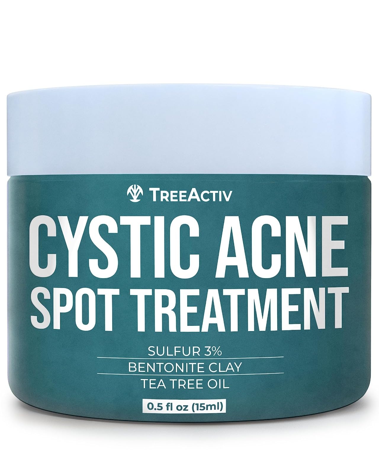 TreeActiv Cystic Acne Spot Treatment – Overnight Sulfur & Bentonite Clay for Face & Body • 0.5oz