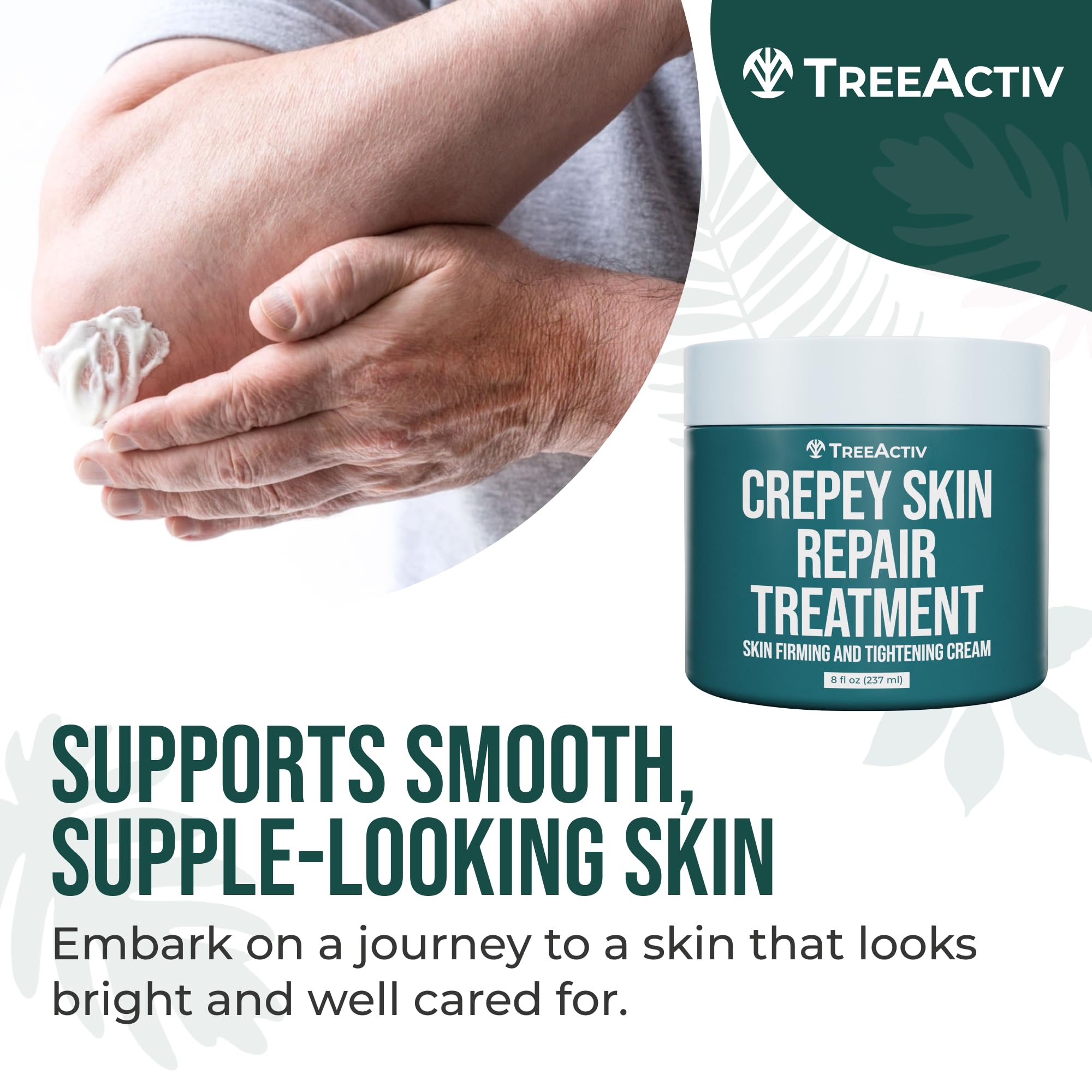 TreeActiv Crepey Skin Repair Cream – Hyaluronic Acid & Shea Butter, 8 oz