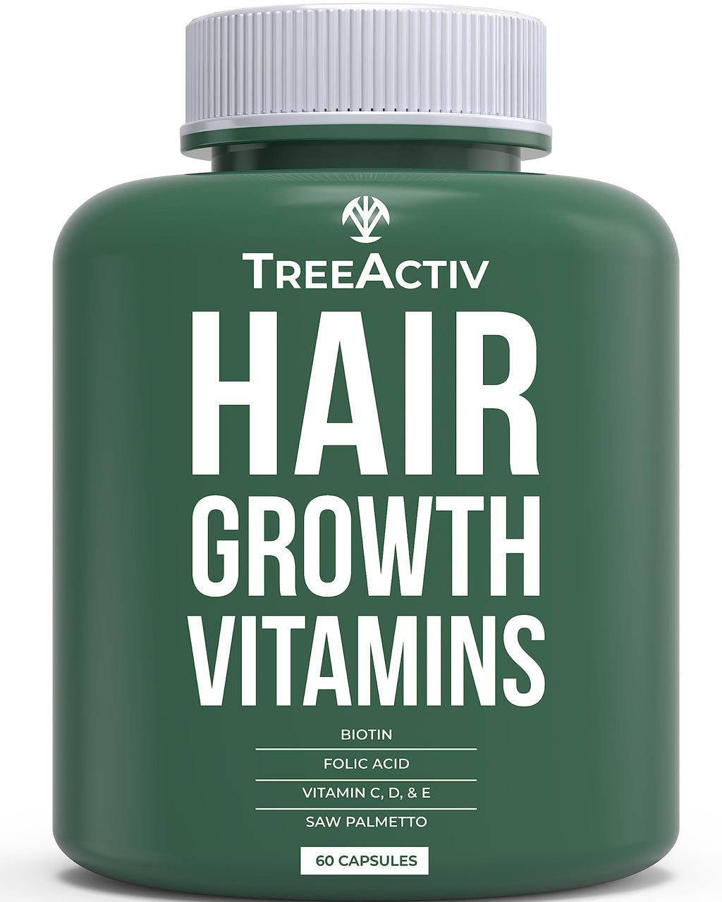 TreeActiv Hair Savior – Biotin + Saw Palmetto Hair Growth Vitamins, 60 Capsules, 30-Day Supply