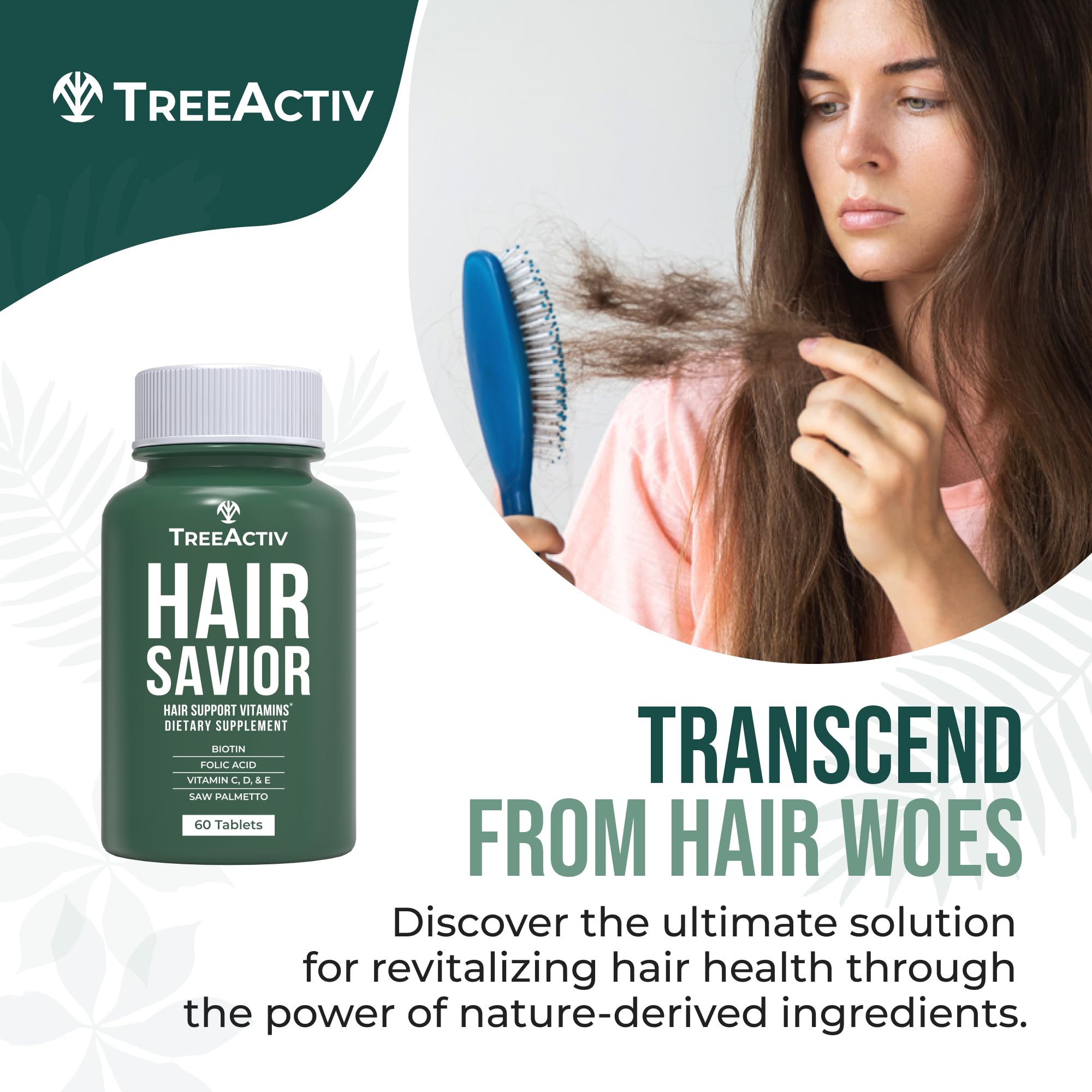 TreeActiv Hair Savior – Biotin + Saw Palmetto Hair Growth Vitamins, 60 Capsules, 30-Day Supply