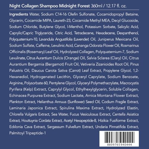 TREECELL Night Collagen Shampoo – Midnight Forest, 12.2 fl oz | Deep Cleansing, Overnight Hydration & Low-Molecular Collagen