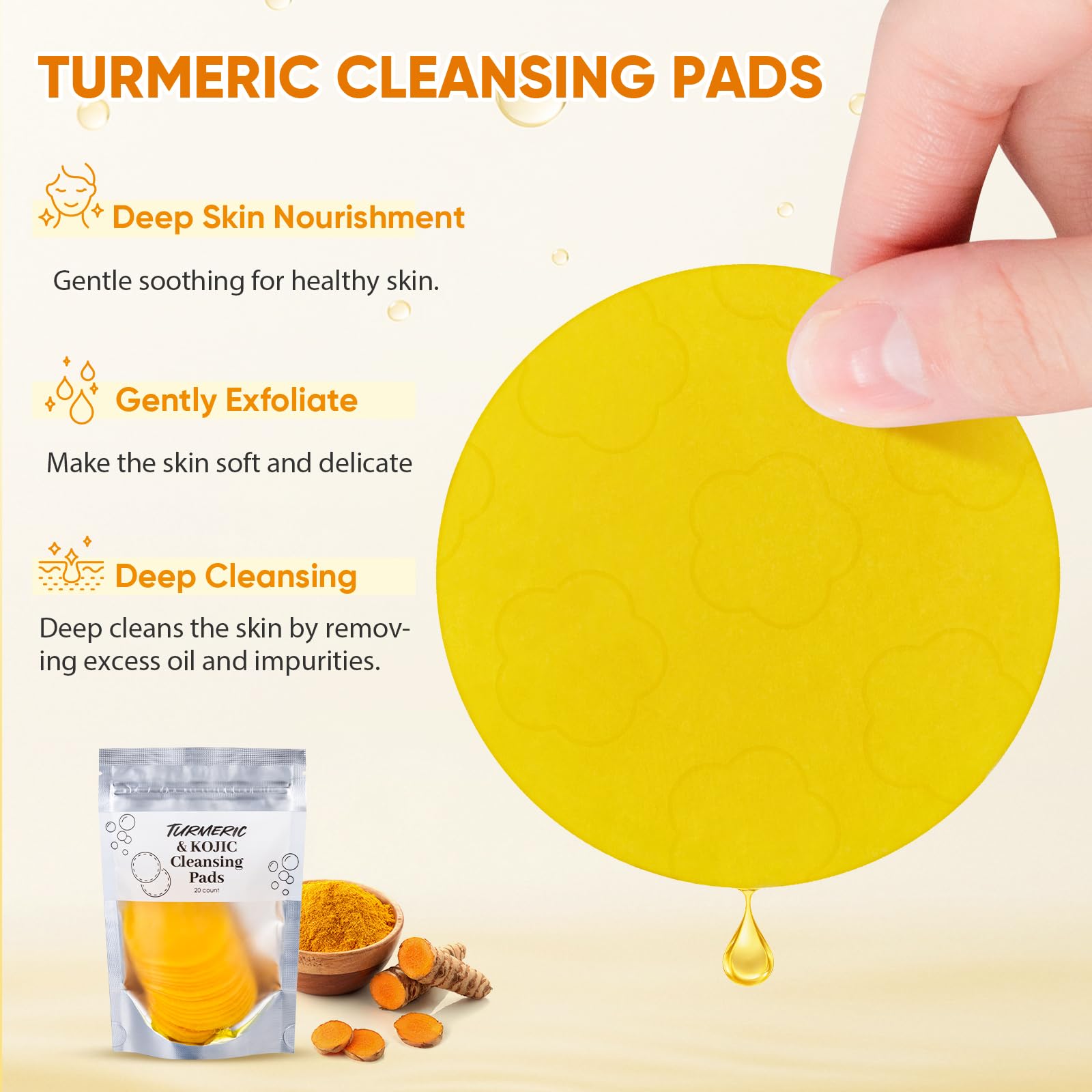Treeroot 4Pcs Turmeric Face Wash Set — Kojic Acid Soap, Brush & Scrub Pads for Deep Cleansing
