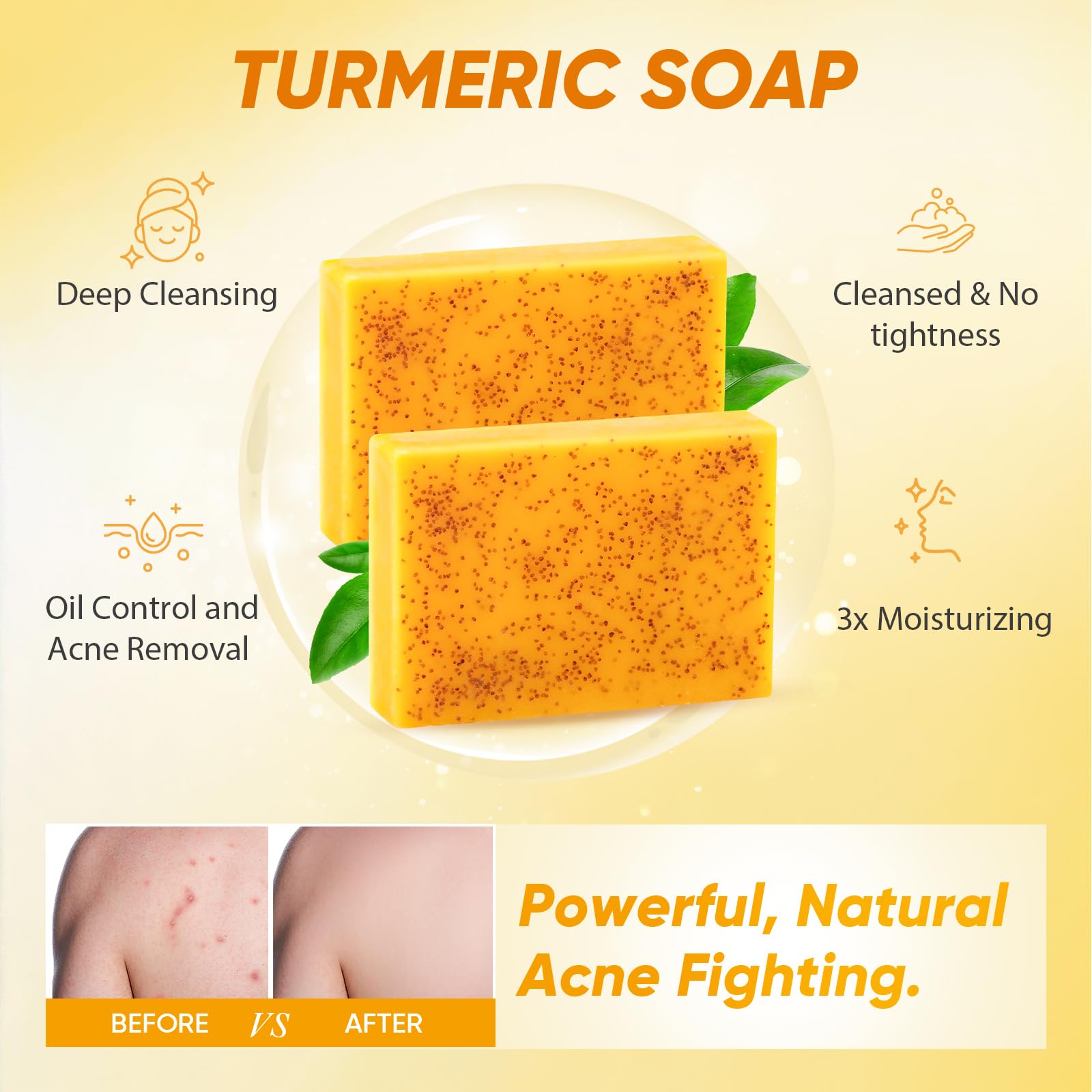 Treeroot 4Pcs Turmeric Face Wash Set — Kojic Acid Soap, Brush & Scrub Pads for Deep Cleansing