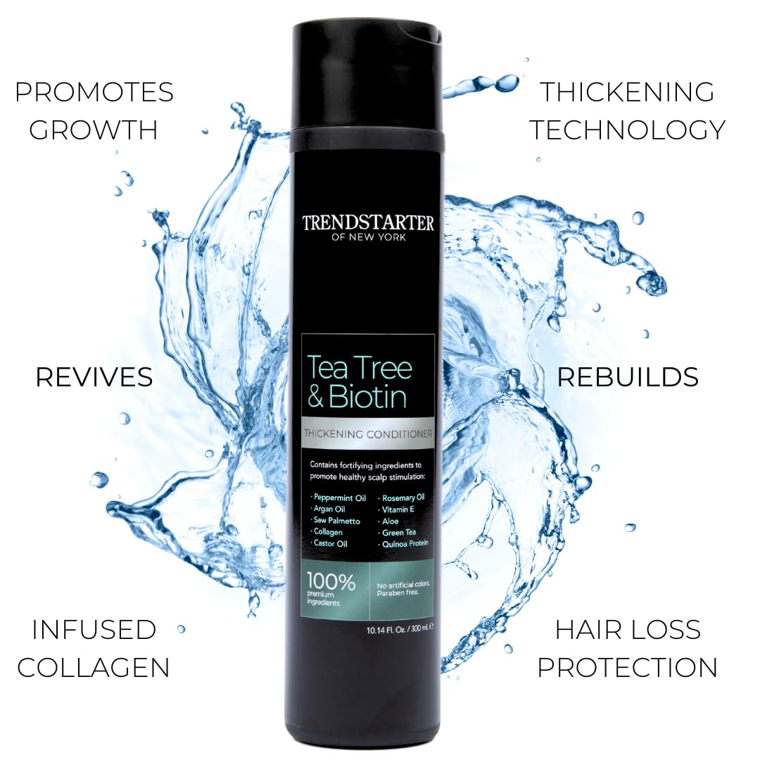 TRENDSTARTER Tea Tree & Biotin Thickening Conditioner – 10.14 Fl Oz | Argan Oil, Peppermint, Saw Palmetto
