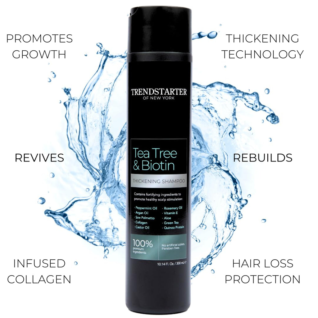 TRENDSTARTER Tea Tree & Biotin Thickening Shampoo – Invigorating Clean for Stronger Hair