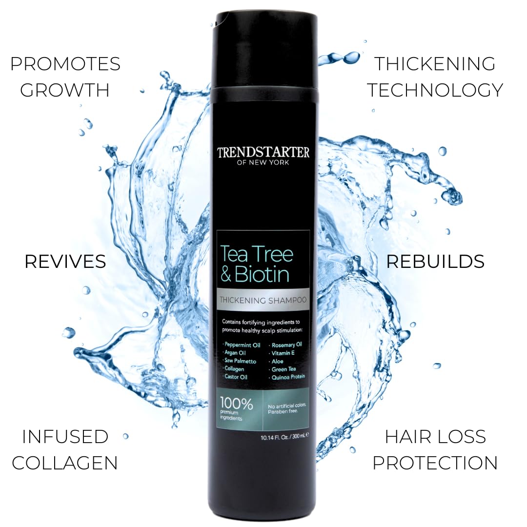 TRENDSTARTER Tea Tree & Biotin Thickening Shampoo – Invigorating Clean for Stronger Hair