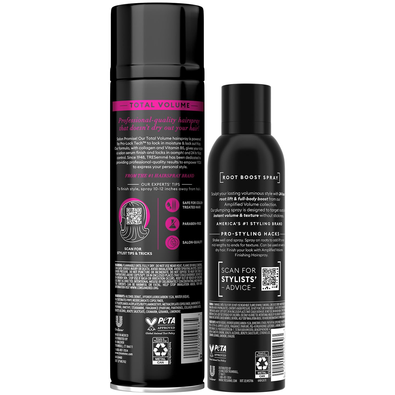 TRESemmé Amplified Volume Finishing Hairspray & Root Boost Spray – 24H Lift