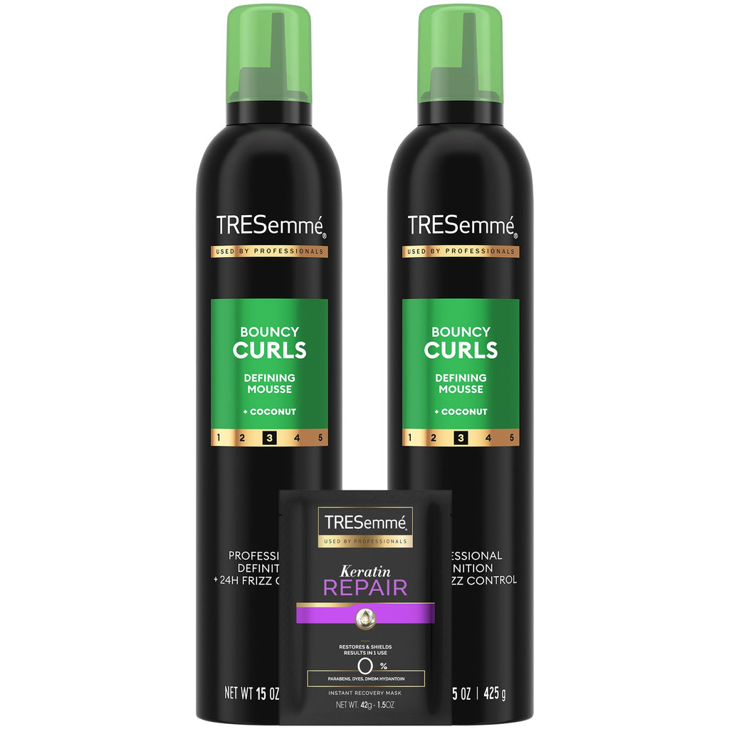 TRESemmé Defining Hair Mousse, Bouncy Curls 2-Pack – Coconut & Avocado Oil + Keratin Repair Mask