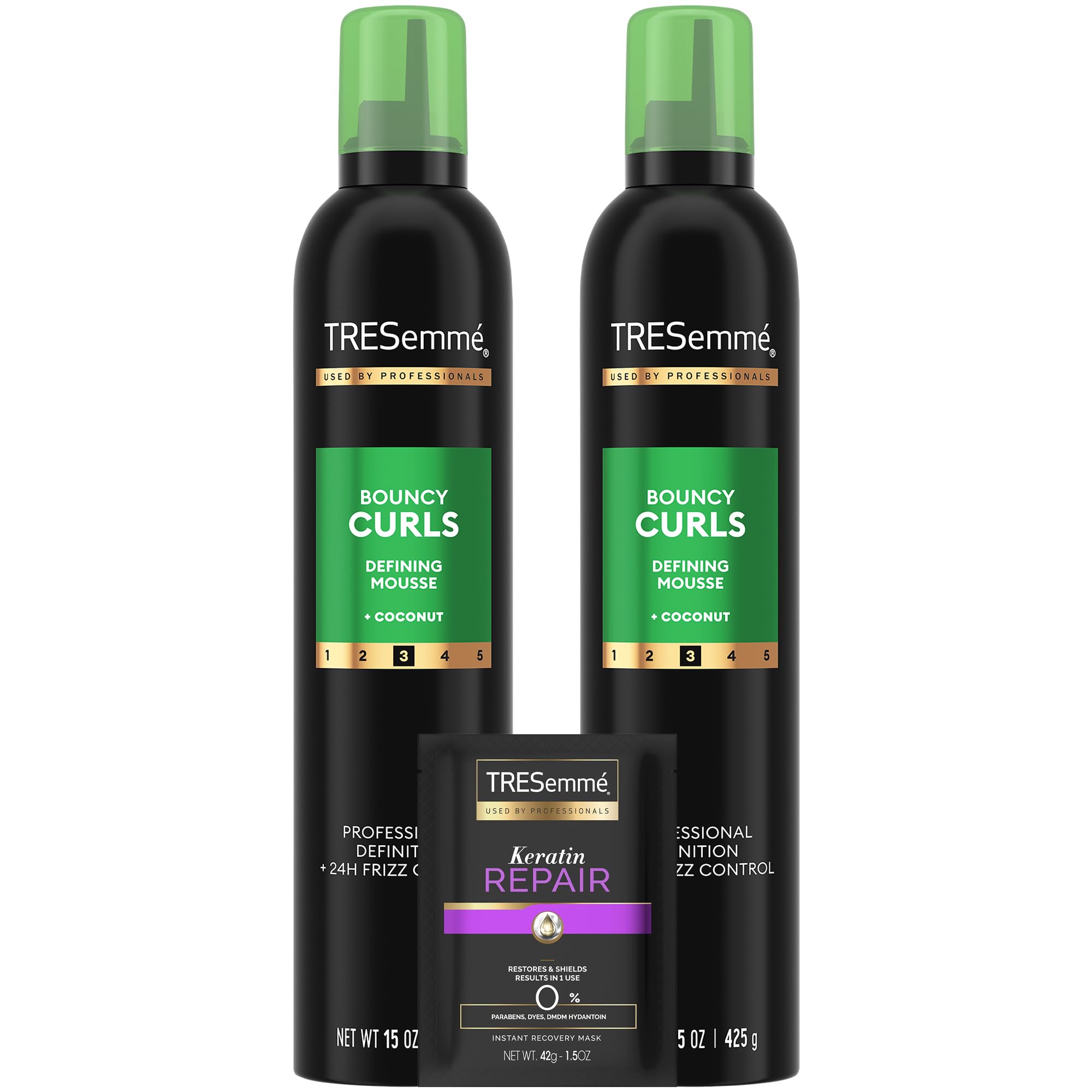 TRESemmé Defining Hair Mousse, Bouncy Curls 2-Pack – Coconut & Avocado Oil + Keratin Repair Mask