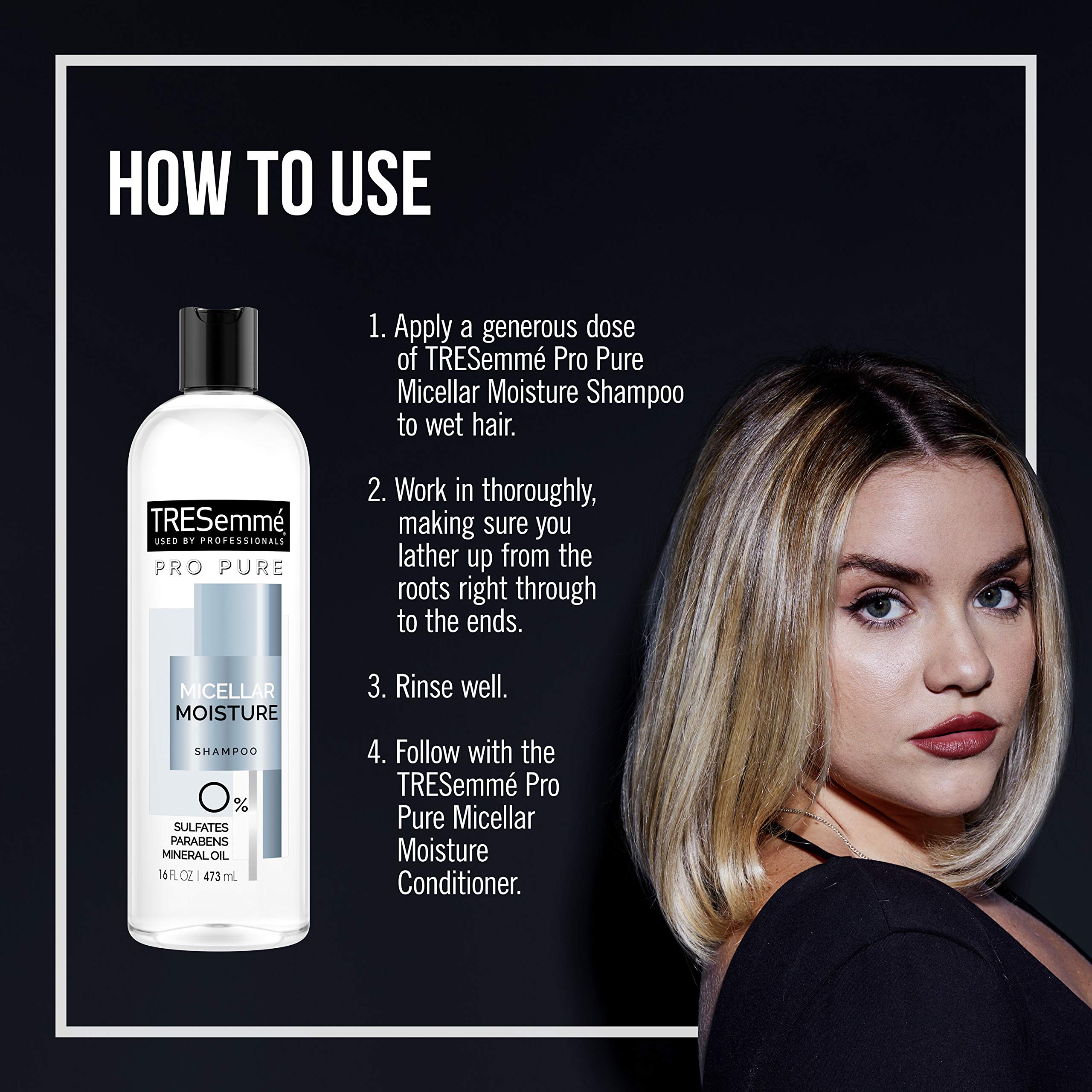 TRESemmé Pro Pure Micellar Moisture Shampoo – Paraben & Dye Free, Daily Hydration for Dry Hair | 16 oz