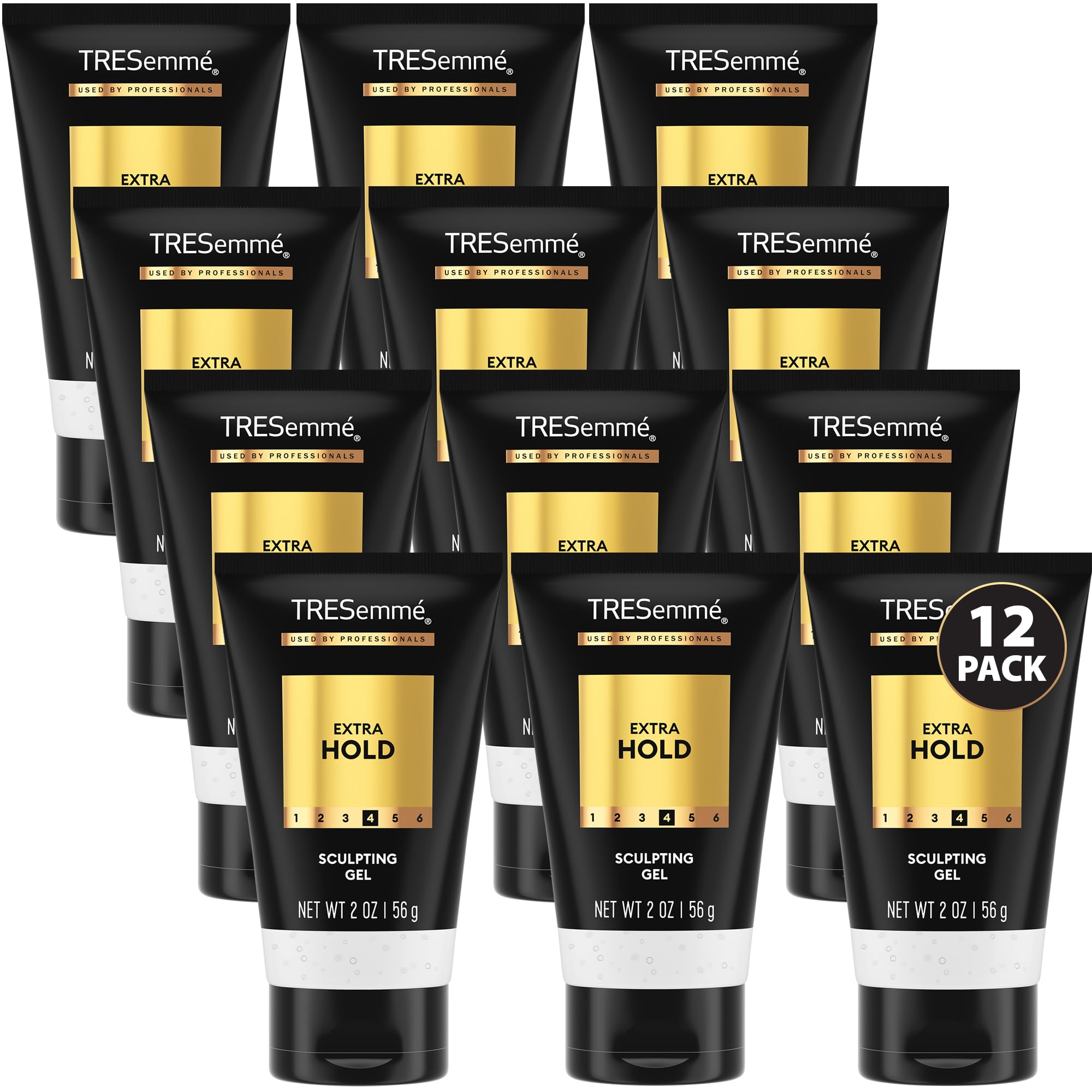 TRESemmé Sculpting Gel Travel-Size – Extra Hold, 24H Frizz Control, 12-Pack (2 oz Each)