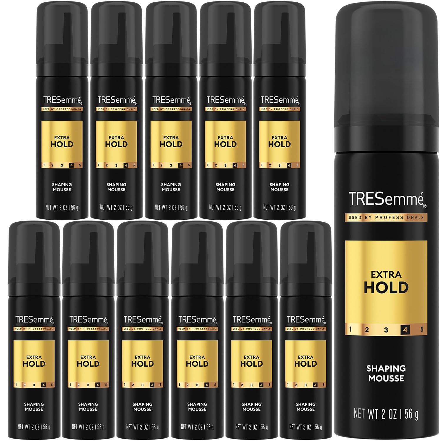 TRESemmé Shaping Mousse Travel-Size Extra Hold 12-Pack – Moisturizing Hair Mousse for Sculpting, 24H Frizz Control, 2 oz Each