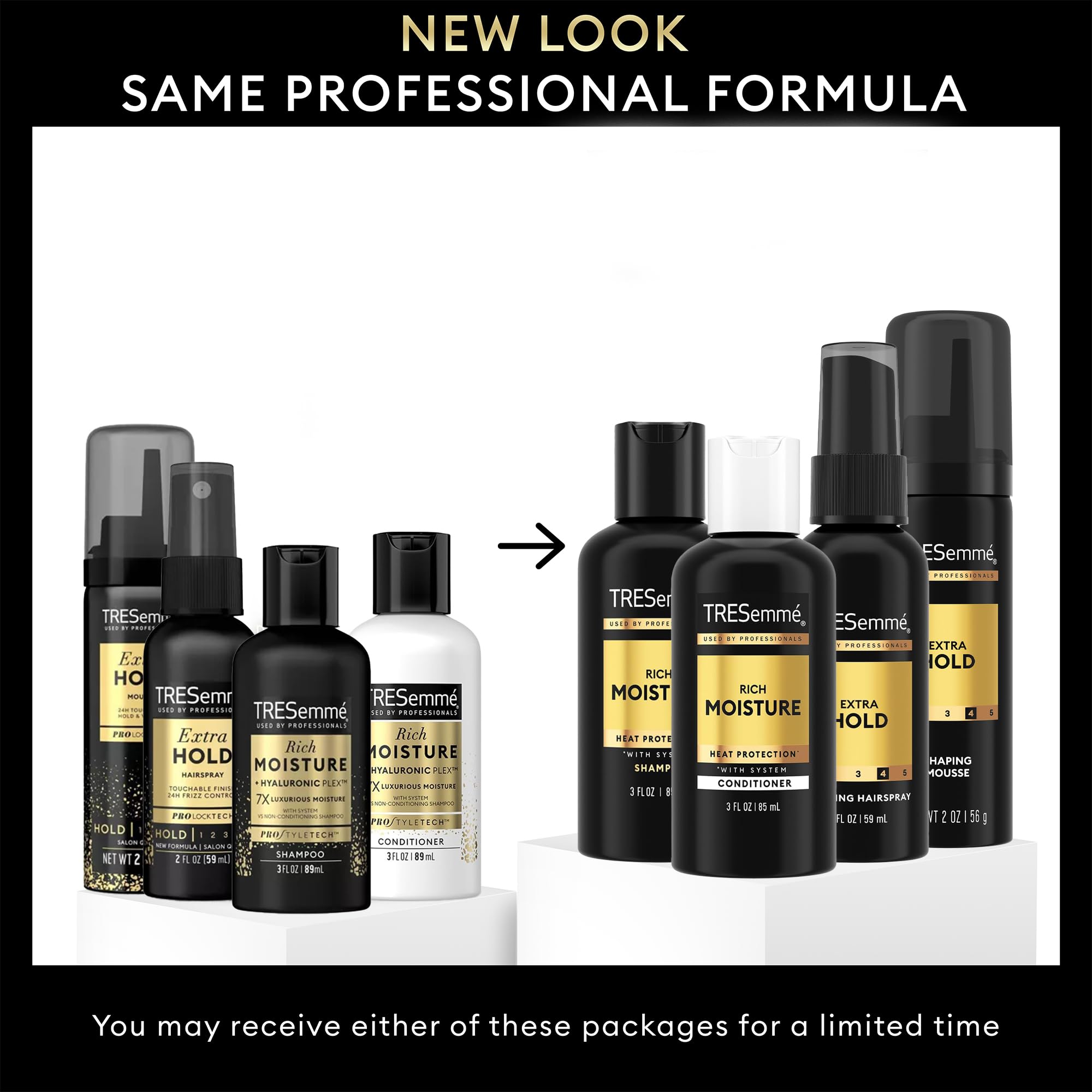 TRESemmé Travel Hair Care Set – Shampoo, Conditioner, Hairspray & Mousse (4-Piece, 3oz/2oz)