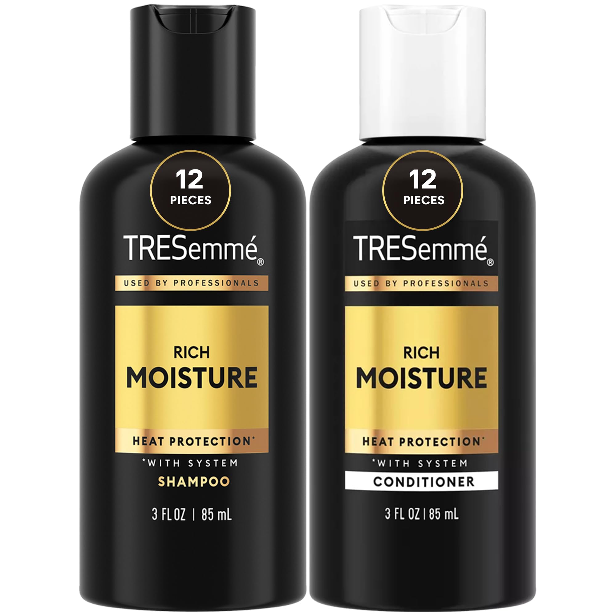 TRESemmé Travel Shampoo & Conditioner Set — Rich Moisture, 24-Pack (12 Sets), 3 oz Each