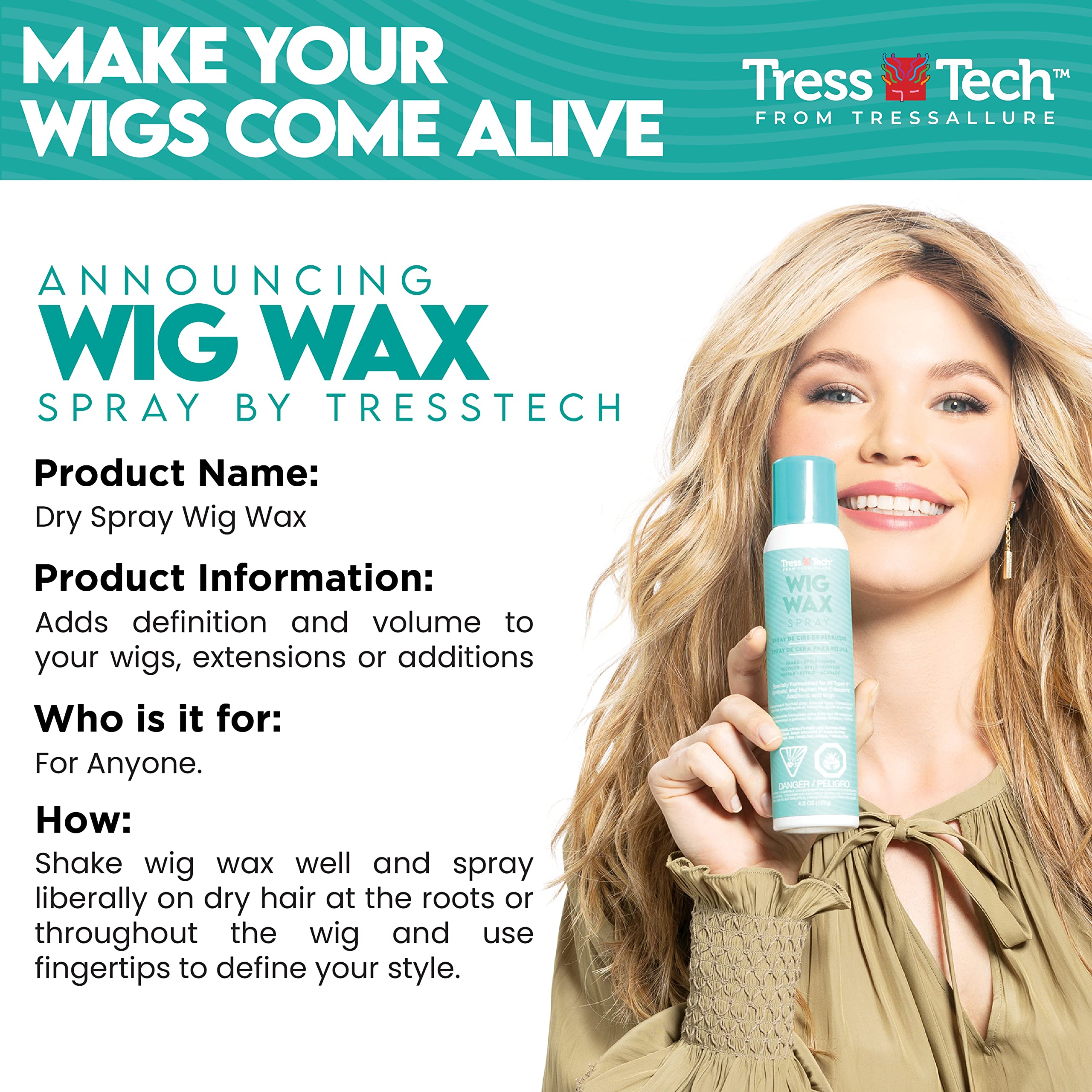 Tressallure TressTech Dry Spray Wig Wax | Lightweight Definition & Volume for Wigs