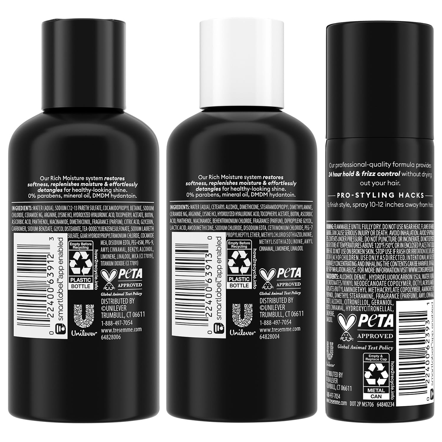 TRESemmé Travel Essentials: Rich Moisture Shampoo, Conditioner & Extra Hold Hairspray