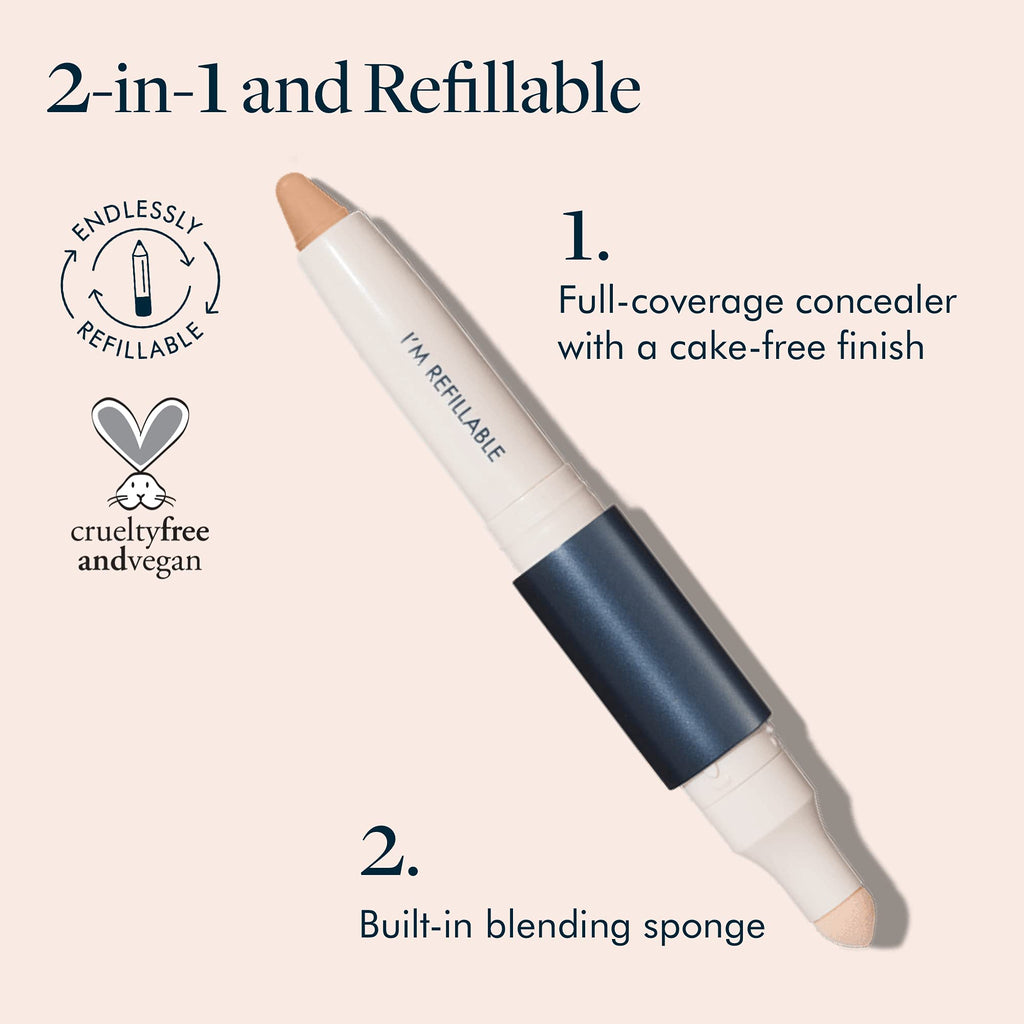 TRE'STIQUE Concealer Crayon: Refillable Under-Eye Concealer with Built-In Sponge | Clean Beauty