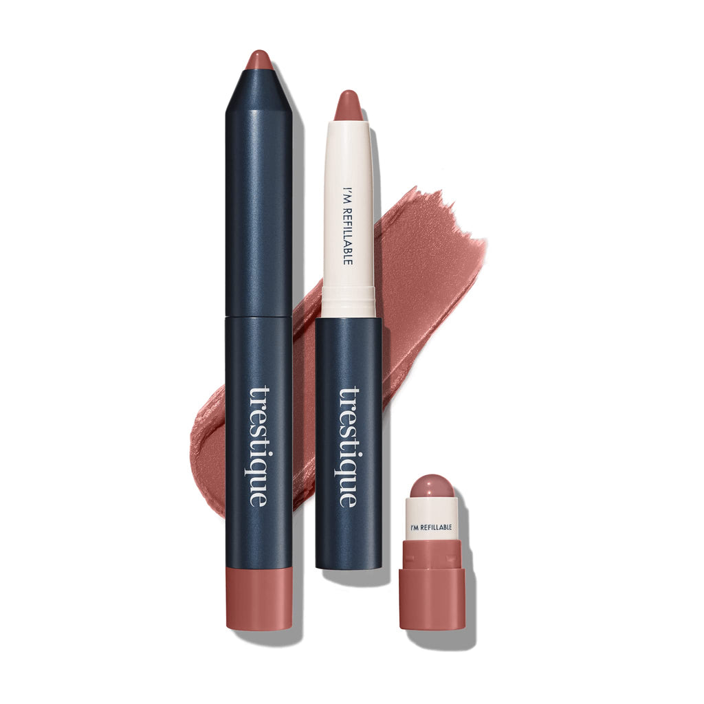 TRE'STIQUE Matte Lip Crayon + Built-In Lip Balm — Pacific Peony Refillable Kit