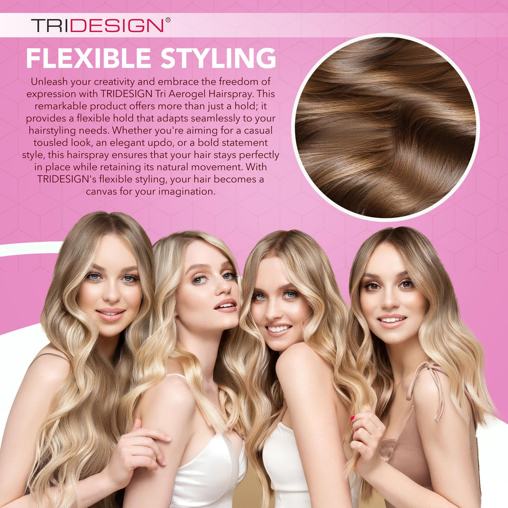 TRI Design Aerogel Hairspray — Flexible Hold for Curly Hair (Pack of 3, 10.5 oz) | TRIDESIGN