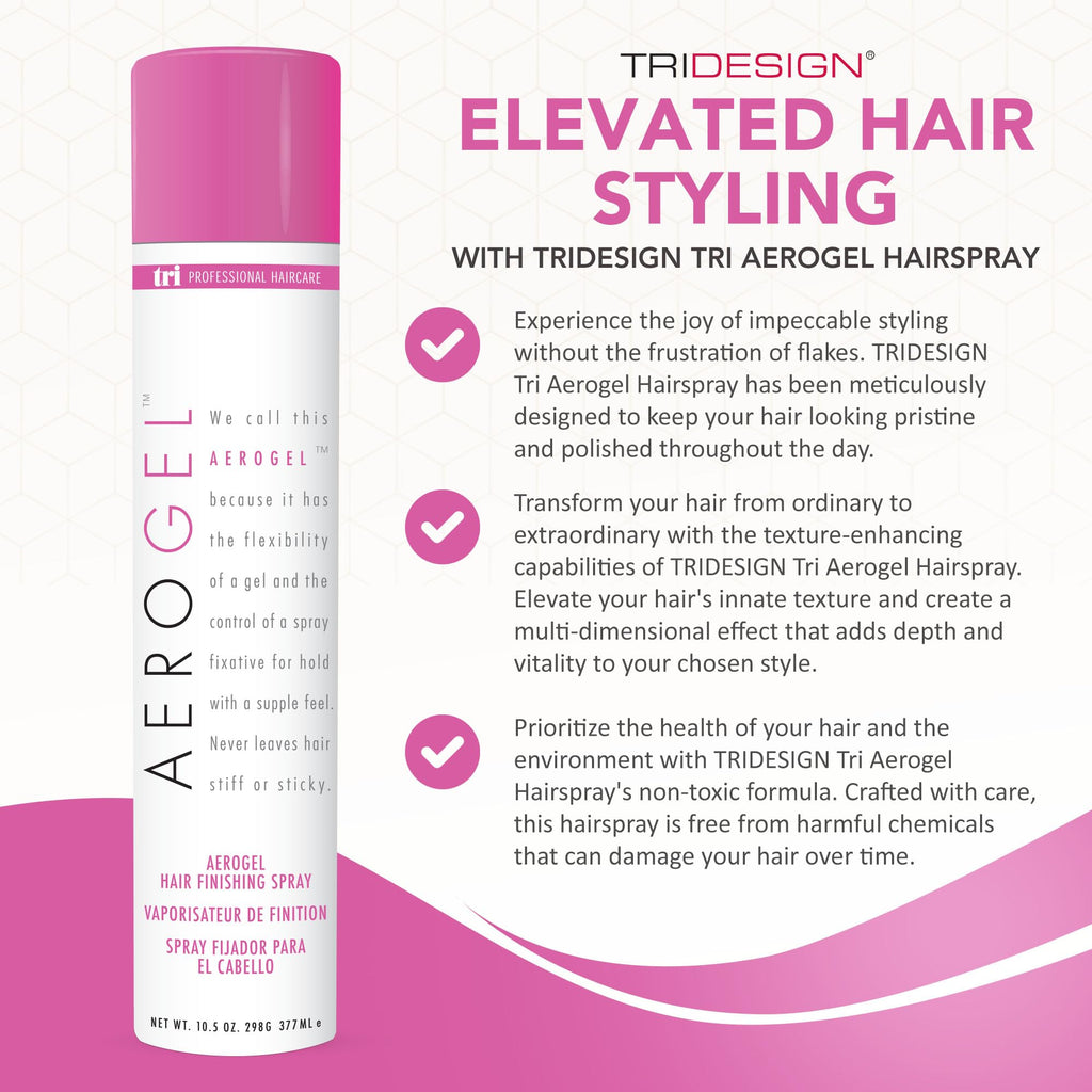 TRI Design Aerogel Hairspray — Flexible Hold for Curly Hair (Pack of 3, 10.5 oz) | TRIDESIGN