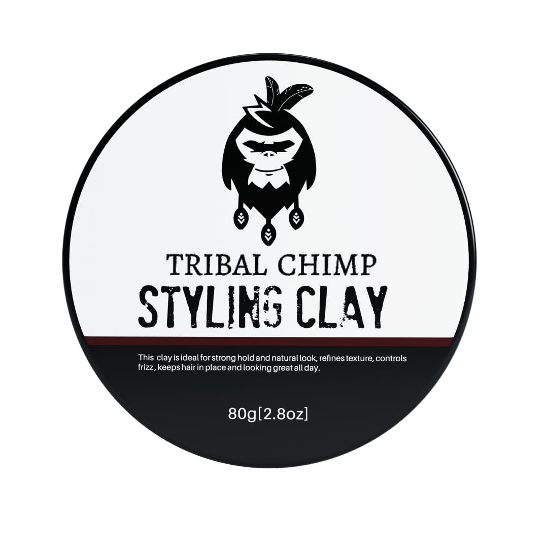 Tribal Chimp Hair Styling Clay – Matte Finish, Strong Hold, Citrus Scent, 80g