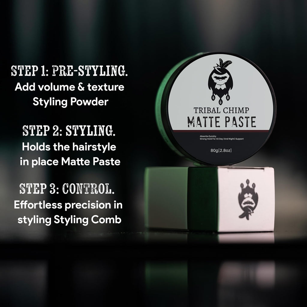 Tribal Chimp Matte Hair Styling Paste – Medium to Strong Hold, Matte Finish, 80g